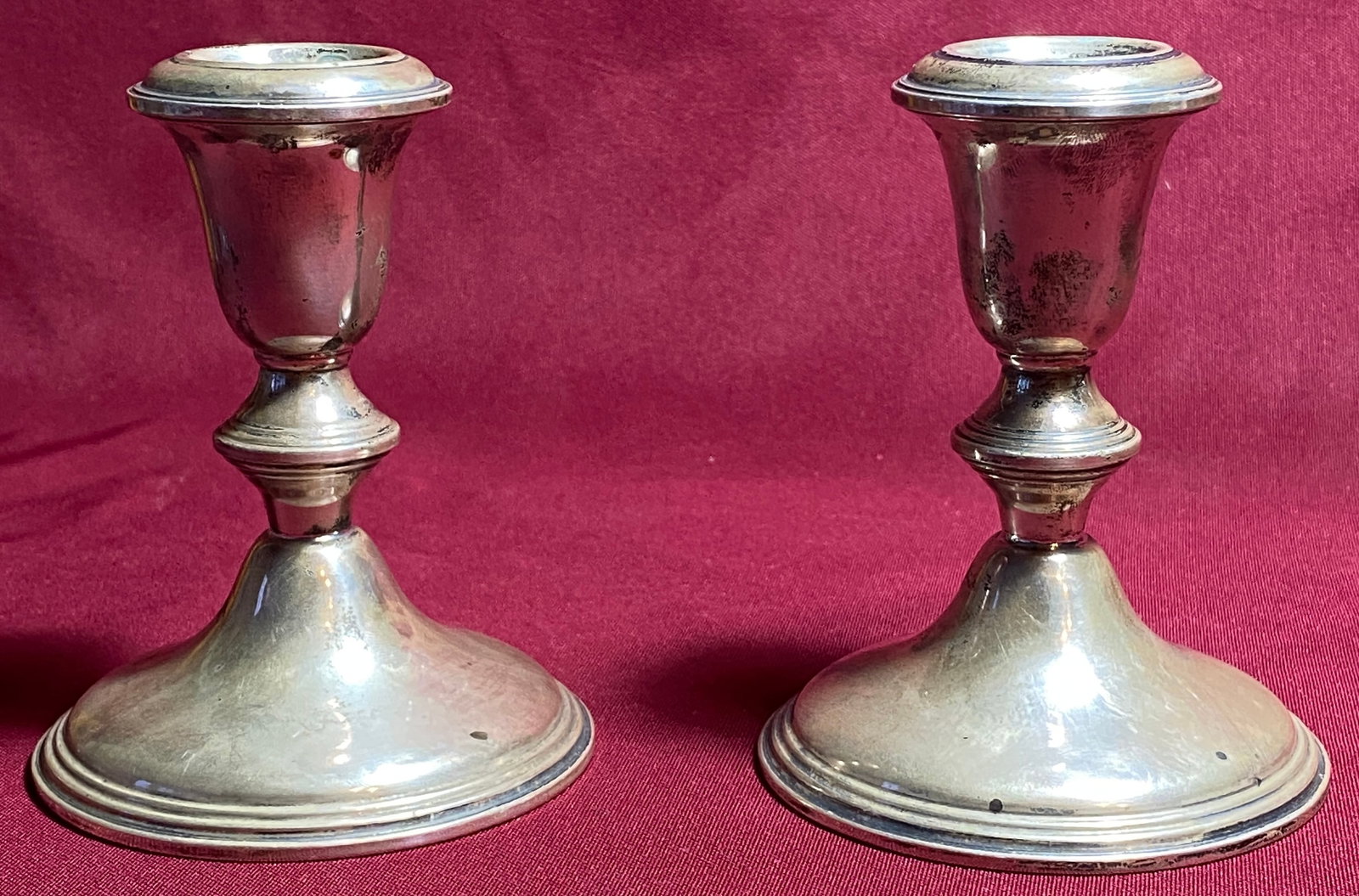 Pair of Empire Sterling Silver Weighted Candlestick Holders - 521 Grams (1 of 7)