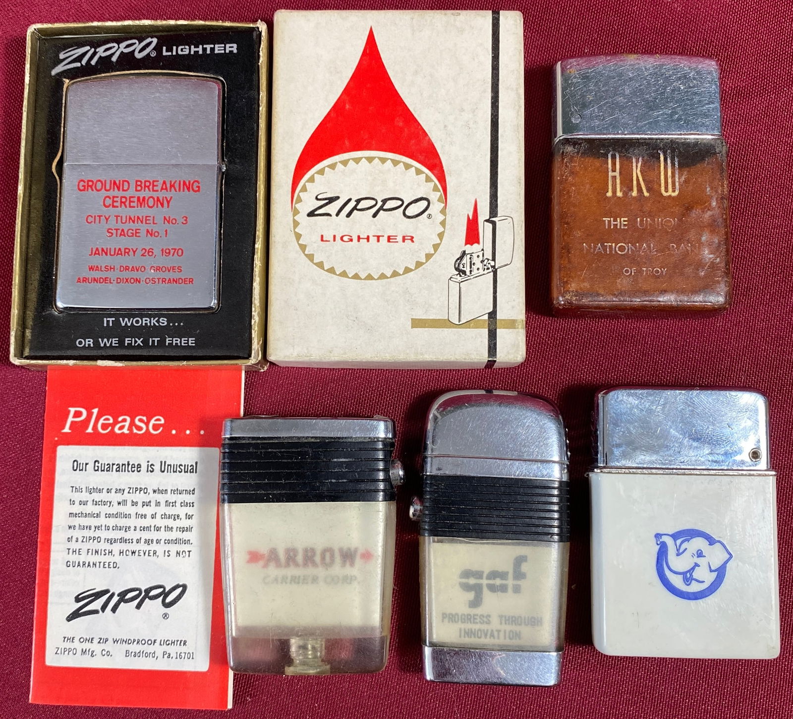 Five Advertising Lighters - Zippo (New in the Box), Republican Dinner (Elephant), Etc. (1 of 12)