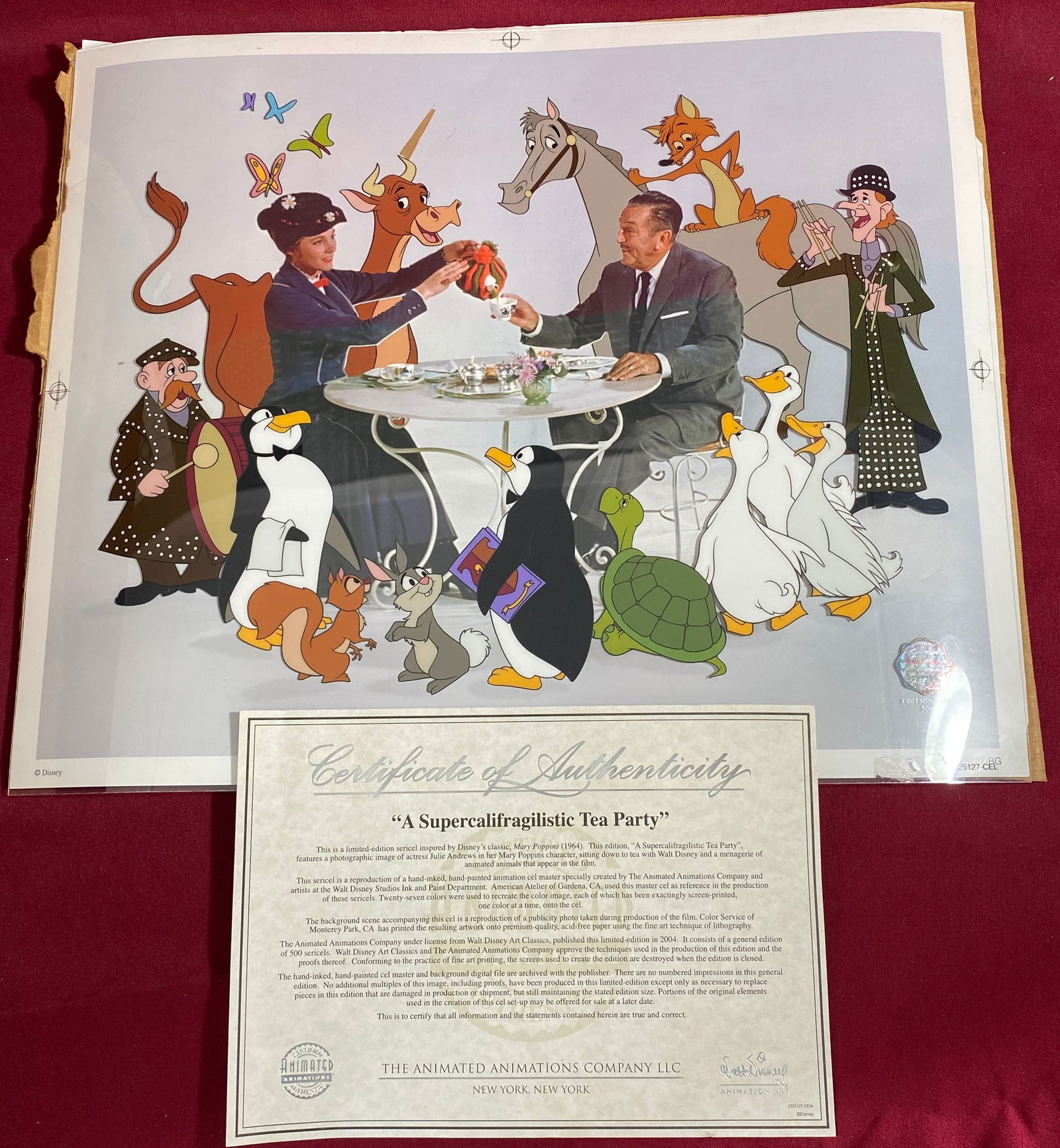 Certified Disney Serigraph Cel 'Supercalifragilistic' - COA - Cel 14"x9.75" (1 of 10)