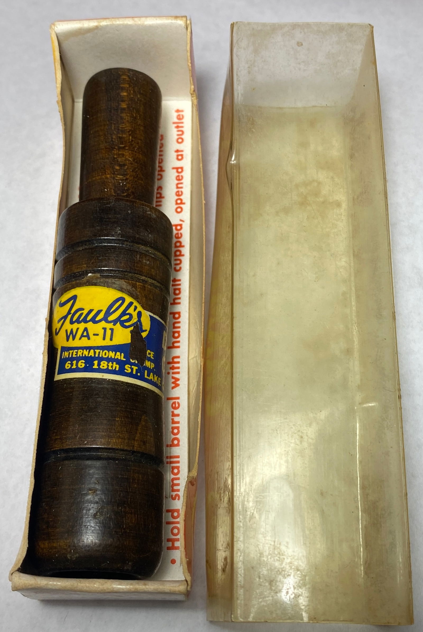 Older Faulk's WA-11 Wooden Duck Call in Original Box: Older Faulk's WA-11 Wooden Duck Call in Original Box