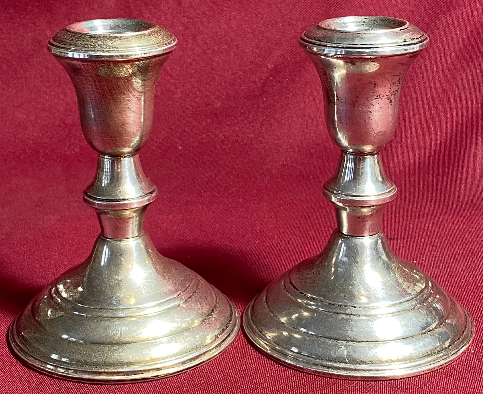 Pair of Sterling Silver Weighted Reed & Barton Candlestick Holders - 484 Grams (1 of 7)