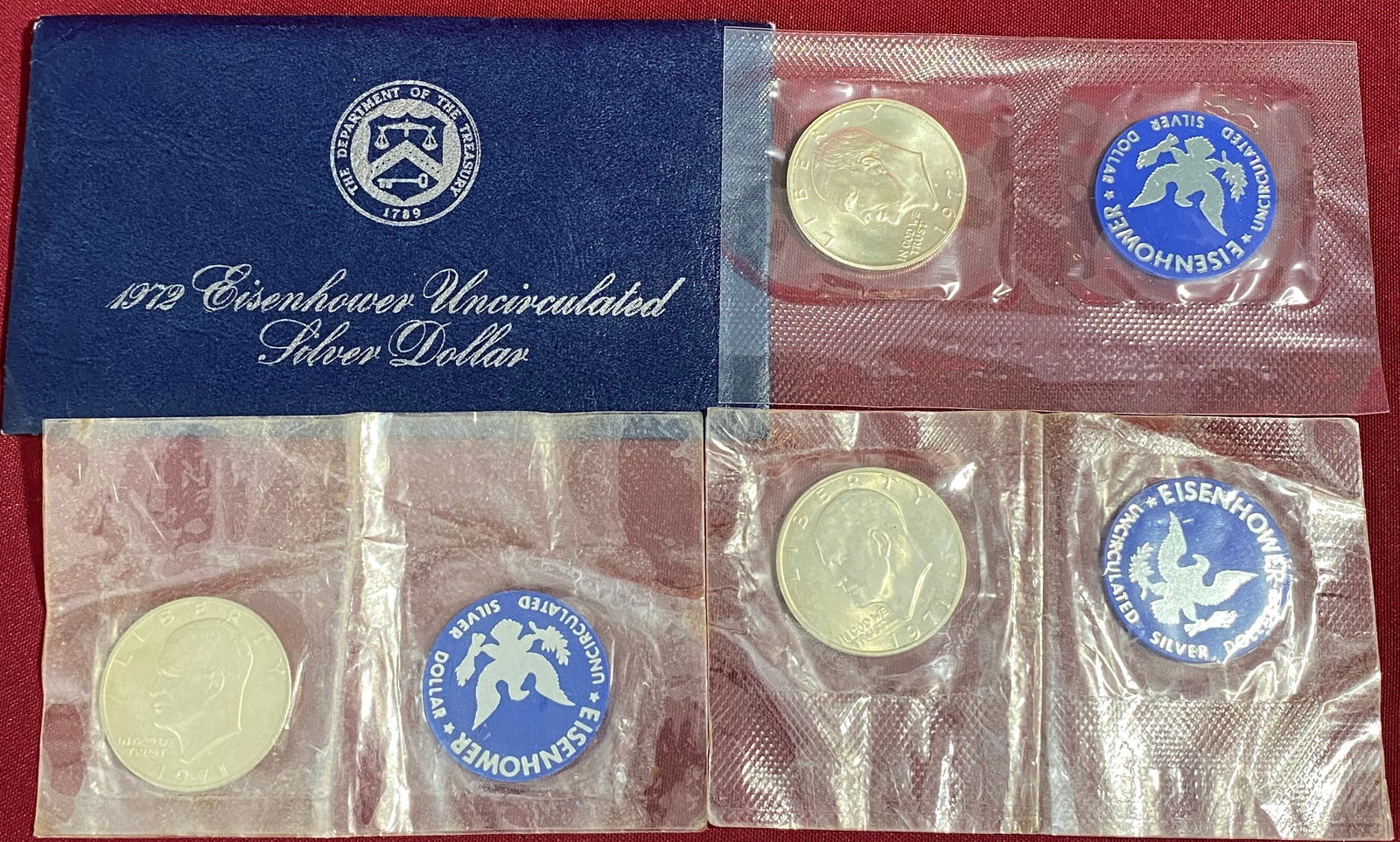 Three Uncirculated Eisenhower Silver Dollars - (2) 1971 & (1) 1972 (1 of 5)