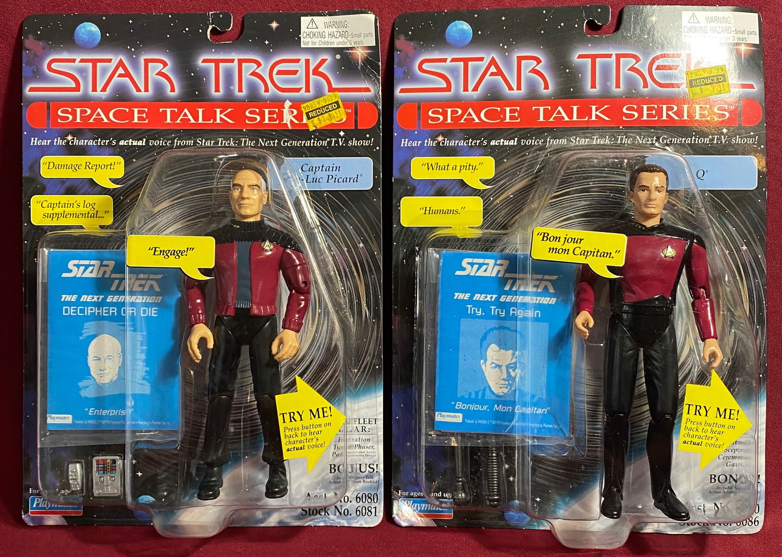 Two Star Trek Action Figures - Space Talk Series - Captain Jean-Luc Picard & Q: Two Star Trek Action Figures - Space Talk Series - Captain Jean-Luc Picard & Q