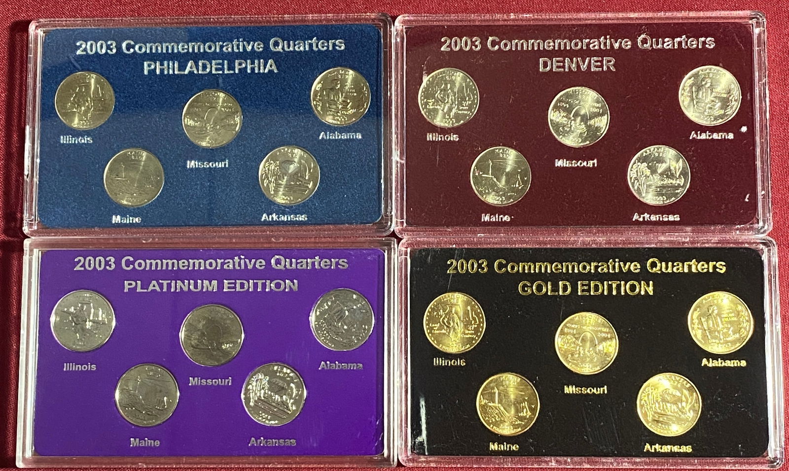 Four 2003 Quarter Sets - 'Gold' Edition, 'Platinum' Edition, Denver, Philadelphia (1 of 2)