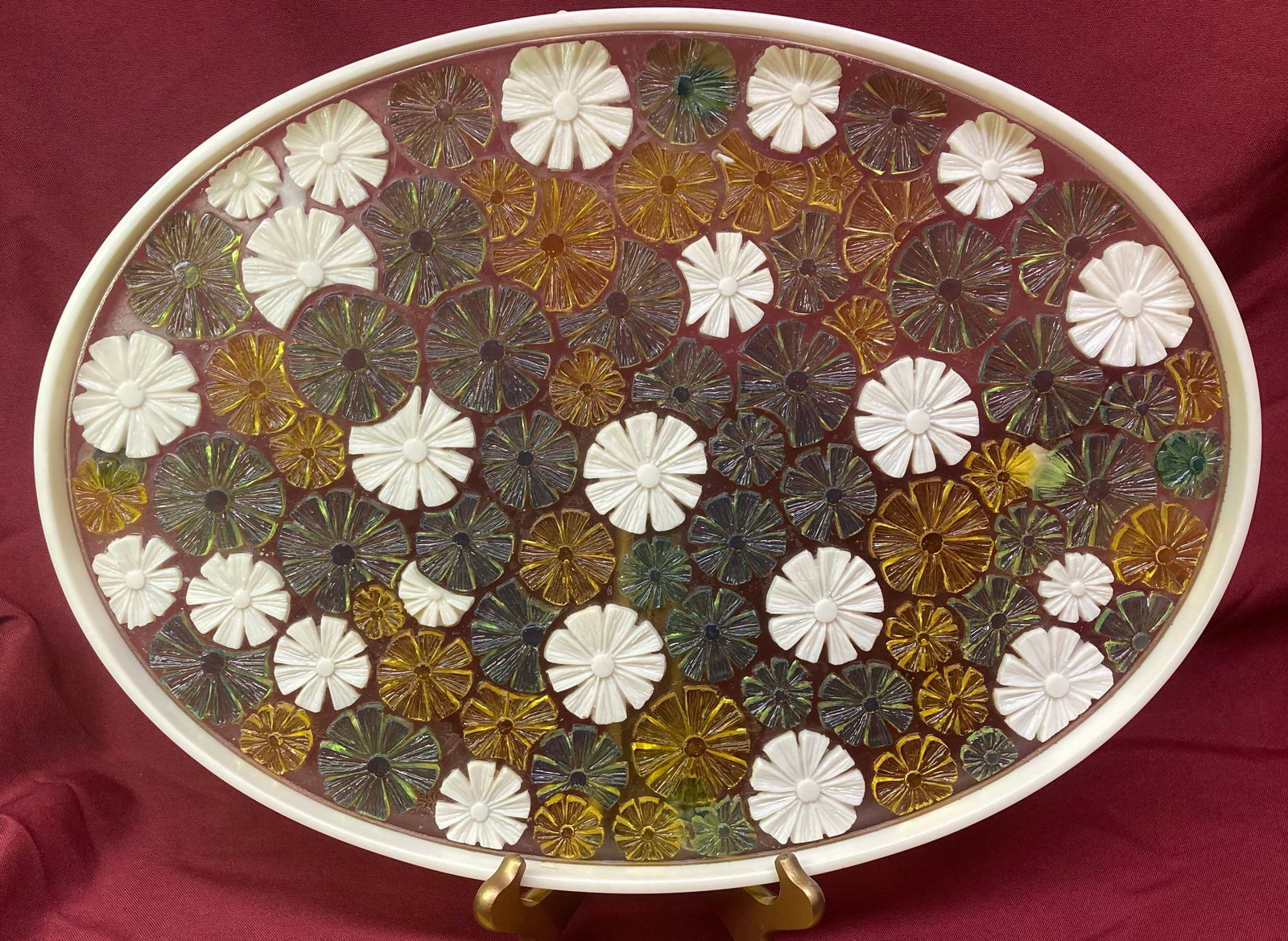 Rare Edwin Beyer Lucite Serving Tray Platter - Oval Raised Flower Pattern: Rare Edwin Beyer Lucite Serving Tray Platter - Oval Raised Flower Pattern