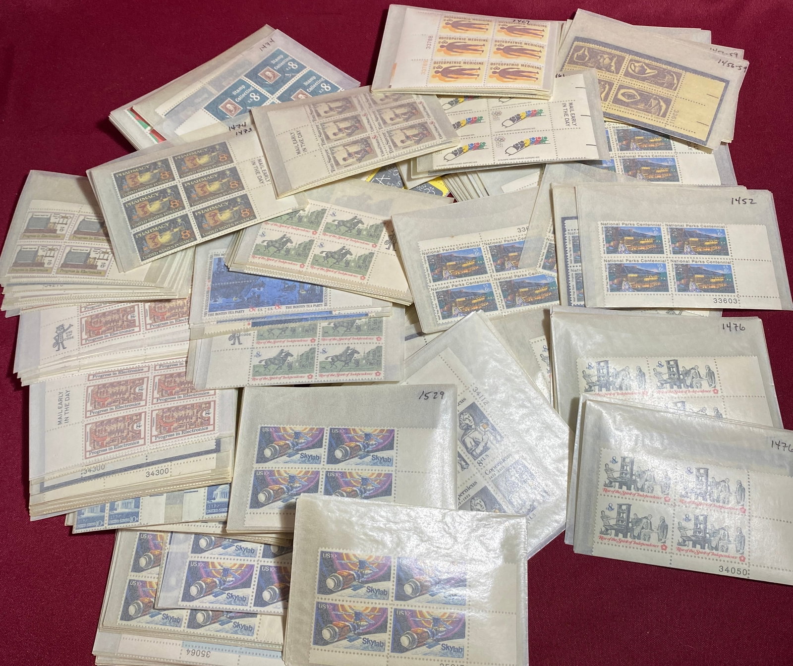 Blocks of U.S. Uncancelled Stamps - Various Denominations: Blocks of U.S. Uncancelled Stamps - Various Denominations
