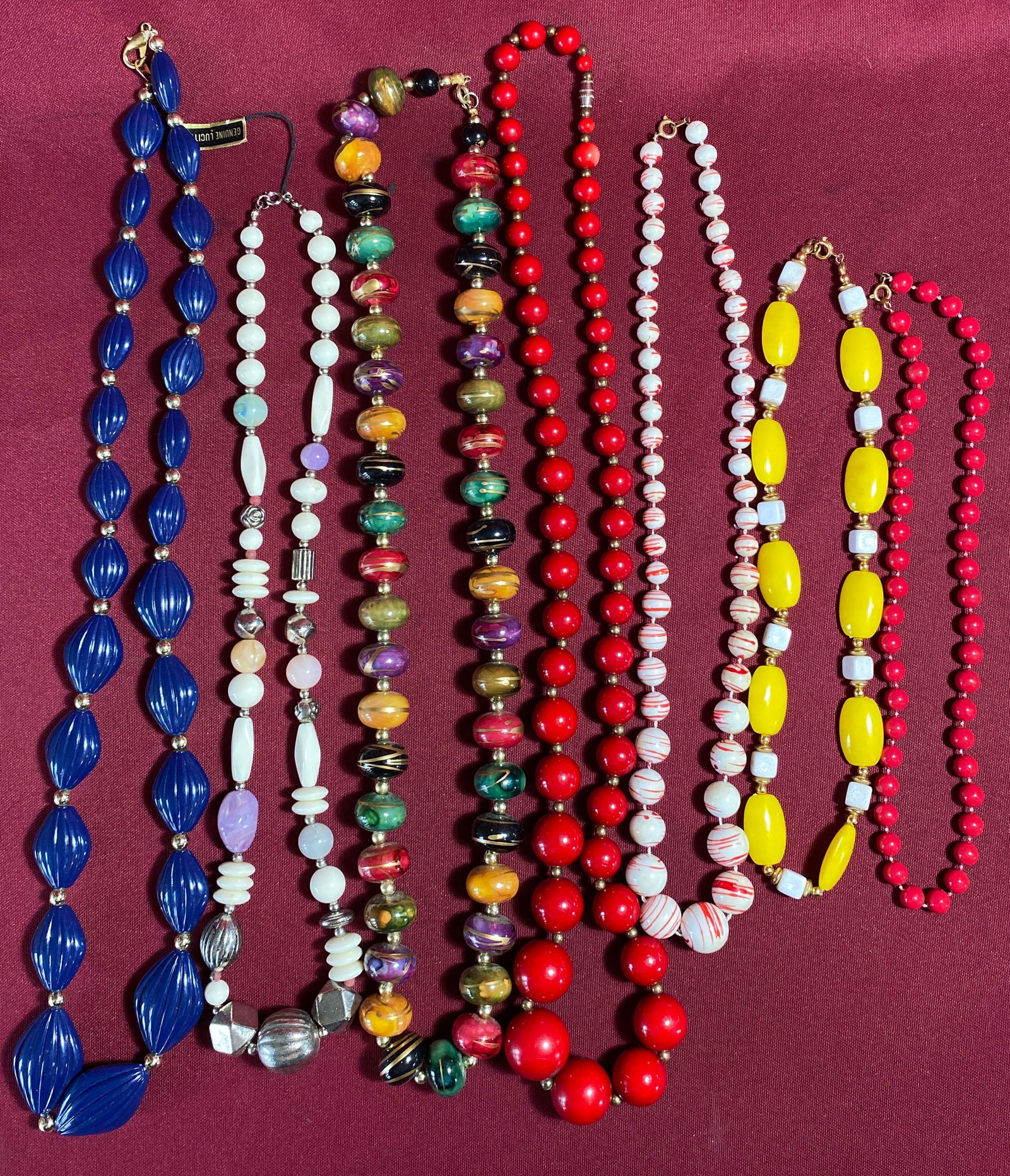 Seven Vintage Costume Jewelry Necklaces - One with Genuine Lucite: Seven Vintage Costume Jewelry Necklaces - One with Genuine Lucite