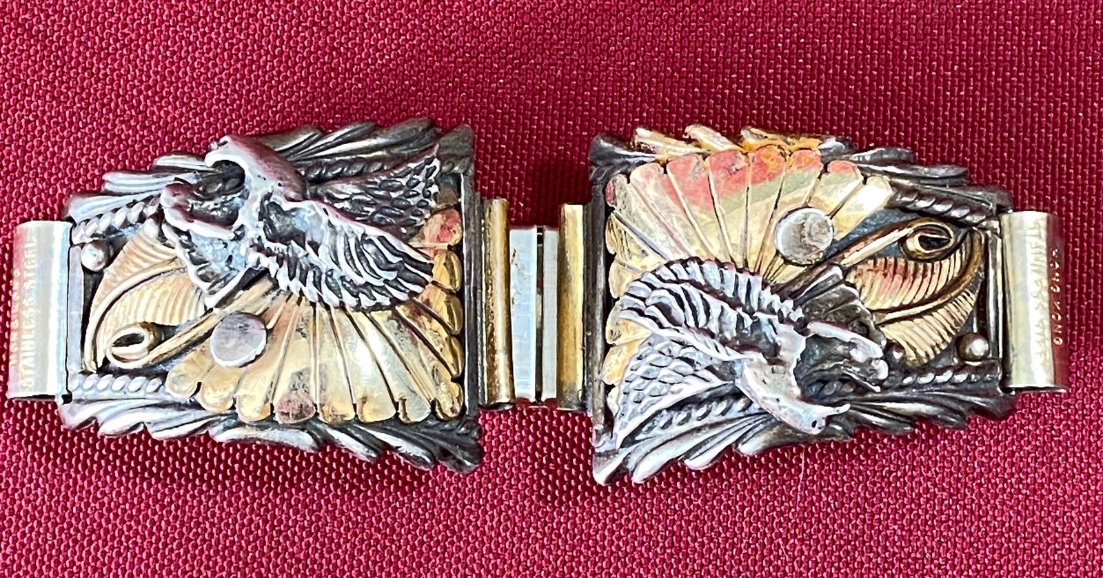 Gold and Sterling Silver Richard Begay - Navajo - Eagle Watch-Tips on Band - 45 Grams Total (1 of 8)