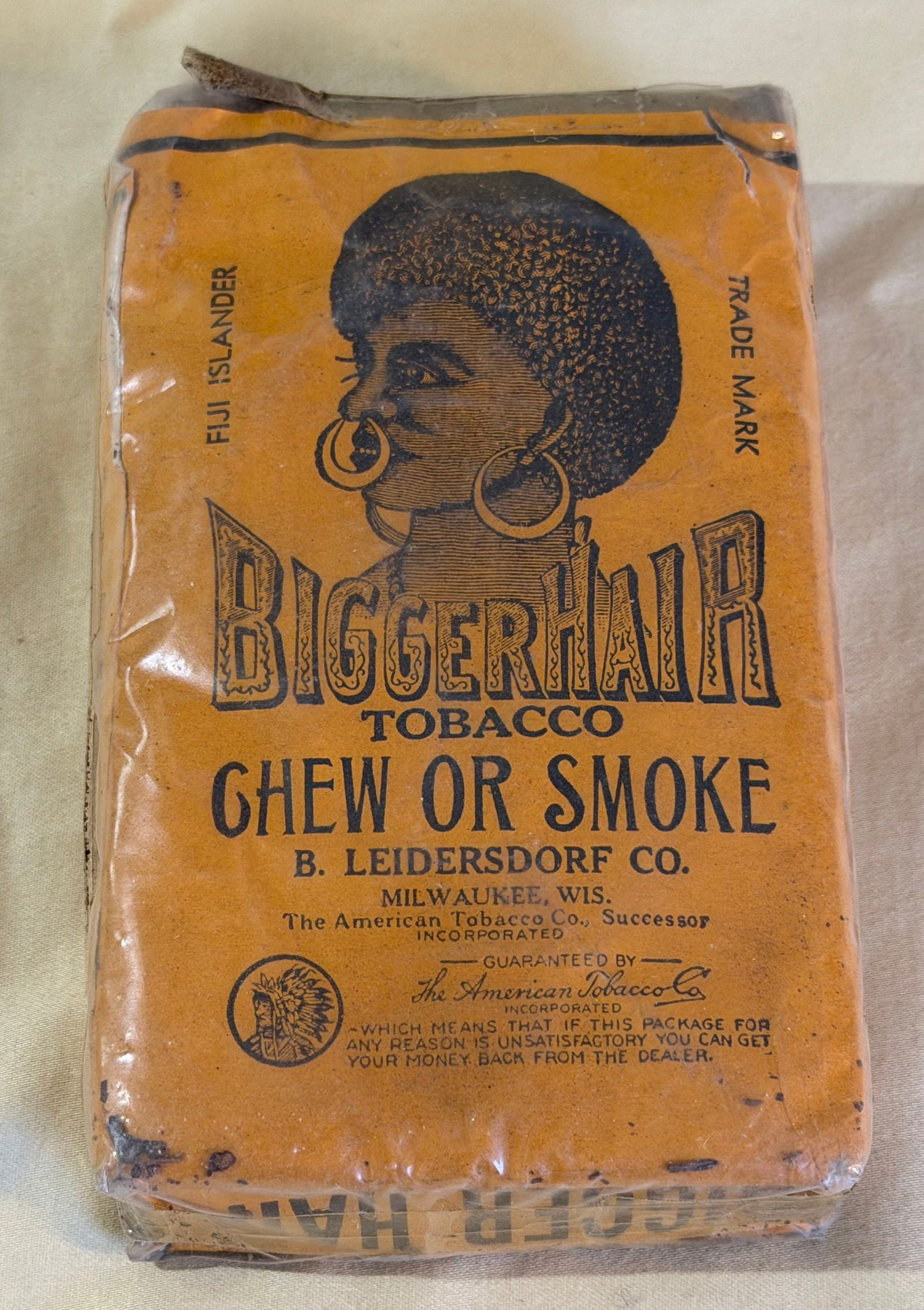 Antique Bigger Hair Tobacco Advertising Chew or Smoke Package: Antique Bigger Hair Tobacco Advertising Chew or Smoke Package