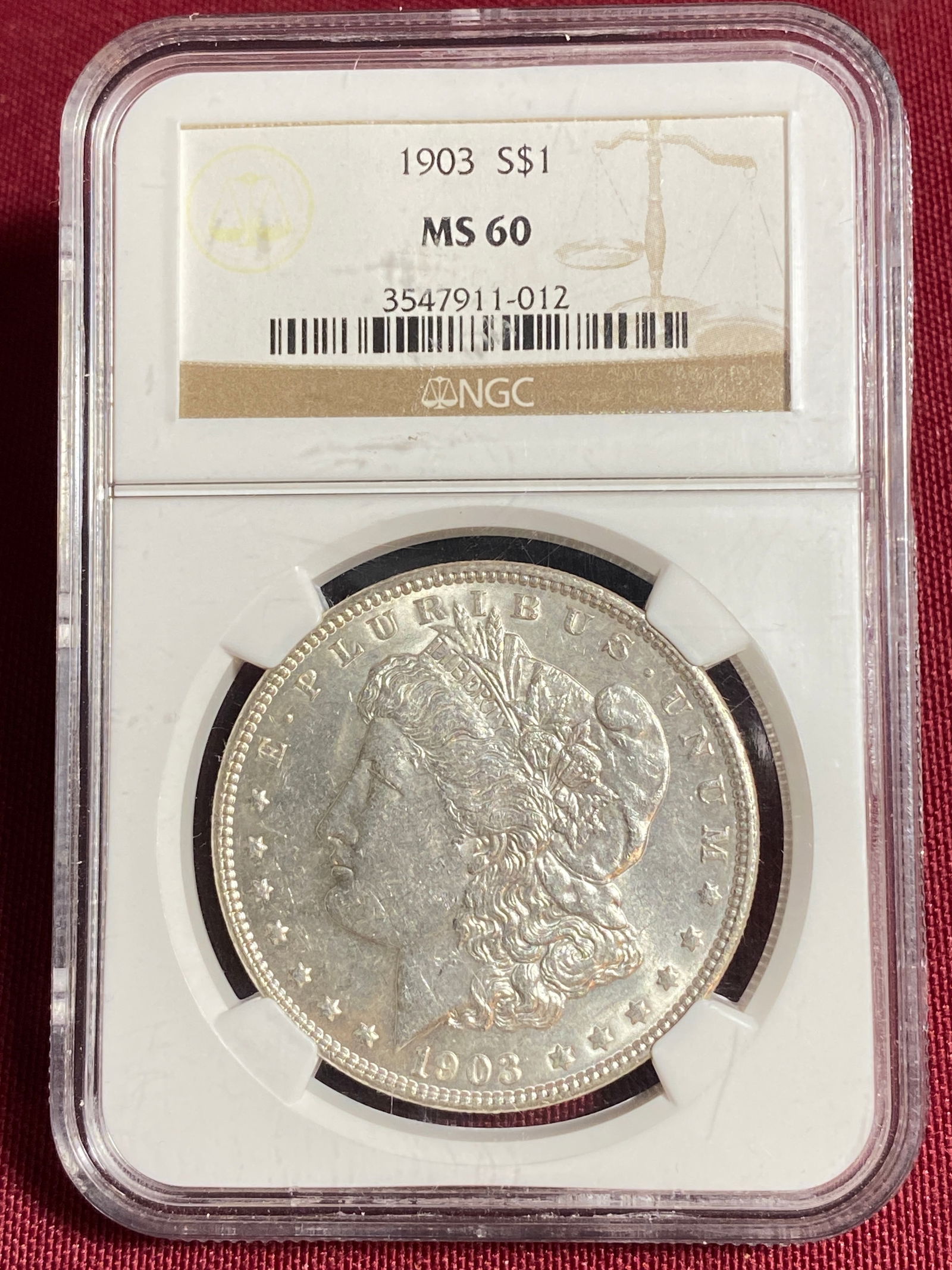 Graded 1903 Morgan Silver Dollar - MS60 by NGC: Graded 1903 Morgan Silver Dollar - MS60 by NGC