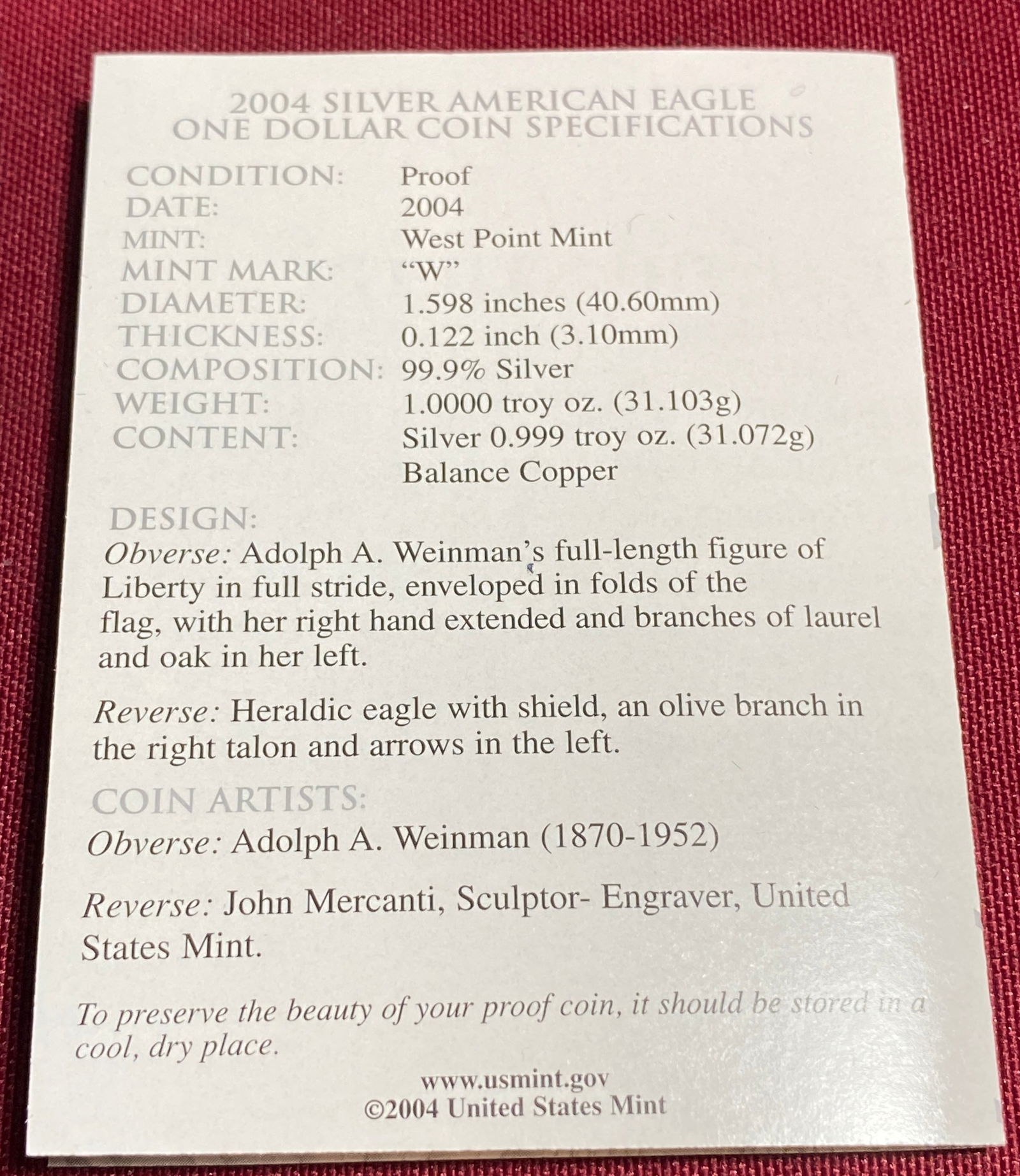 2004-W One Ounce Proof Silver Eagle - 3