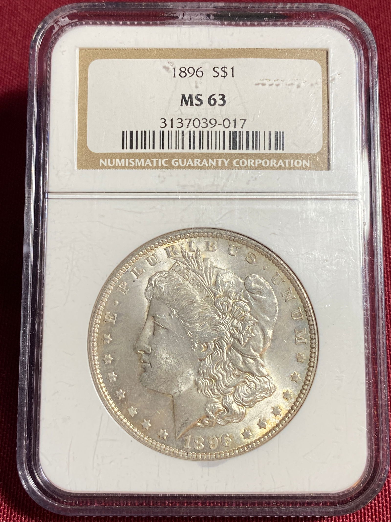Graded 1896 Morgan Silver Dollar - MS63 by NGC: Graded 1896 Morgan Silver Dollar - MS63 by NGC