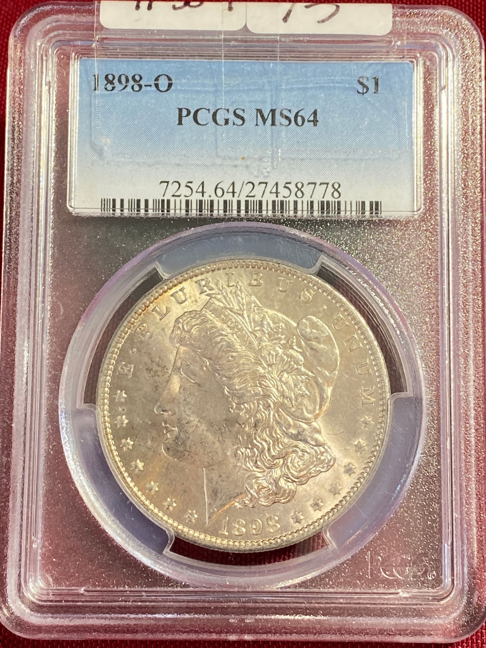Graded 1898-O Morgan Silver Dollar - MS64 by PCGS (1 of 3)
