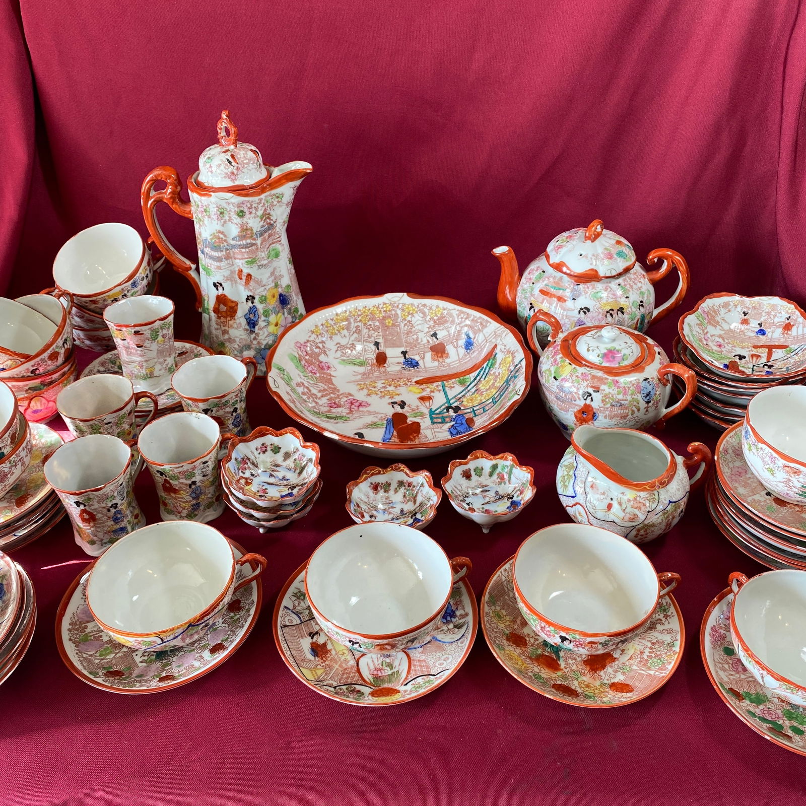 Geisha in the Garden Made in Japan Porcelain China Dishes - Over Fifty Pieces - Some Chips and Paint (1 of 13)