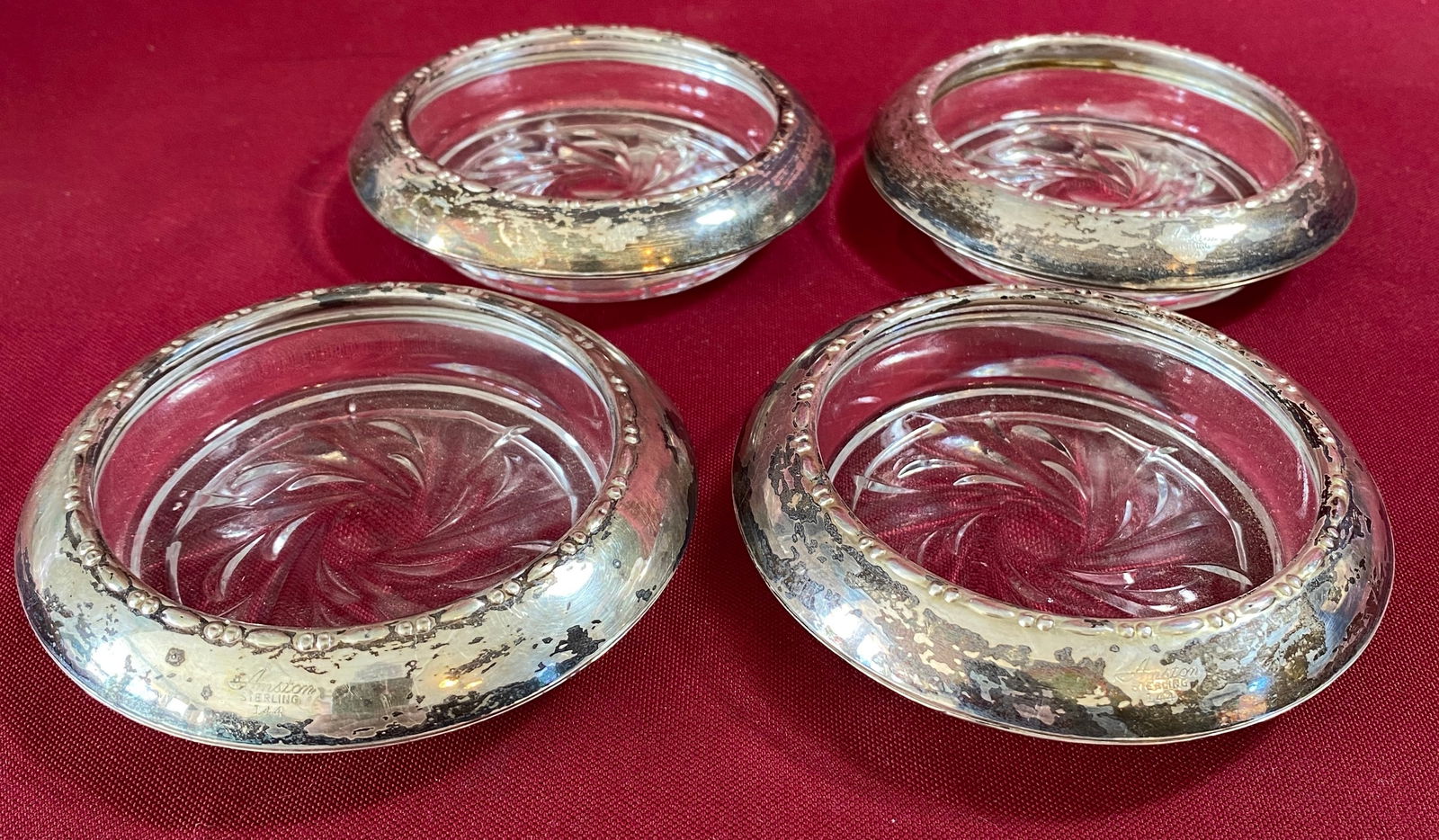 Four Vintage Amston Glass and Sterling Silver Coasters (1 of 6)