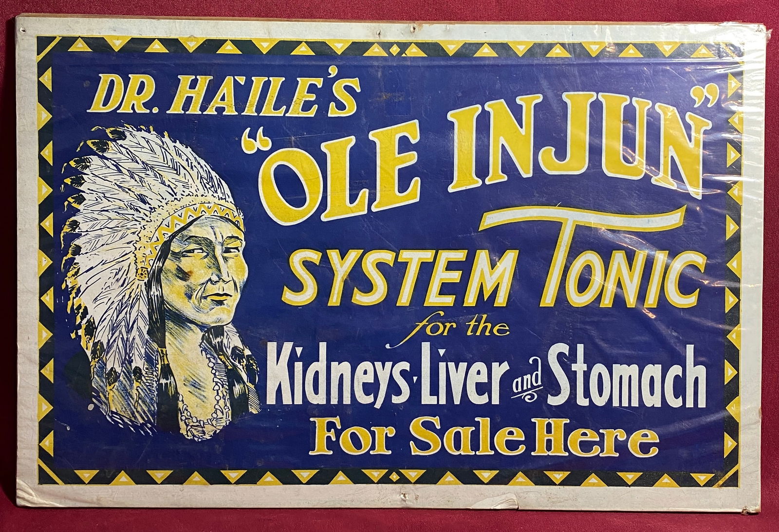 Dr. Haile's 'Ole Injun' System Tonic Advertising Sign/Poster - Some Damage to the Edges (1 of 7)
