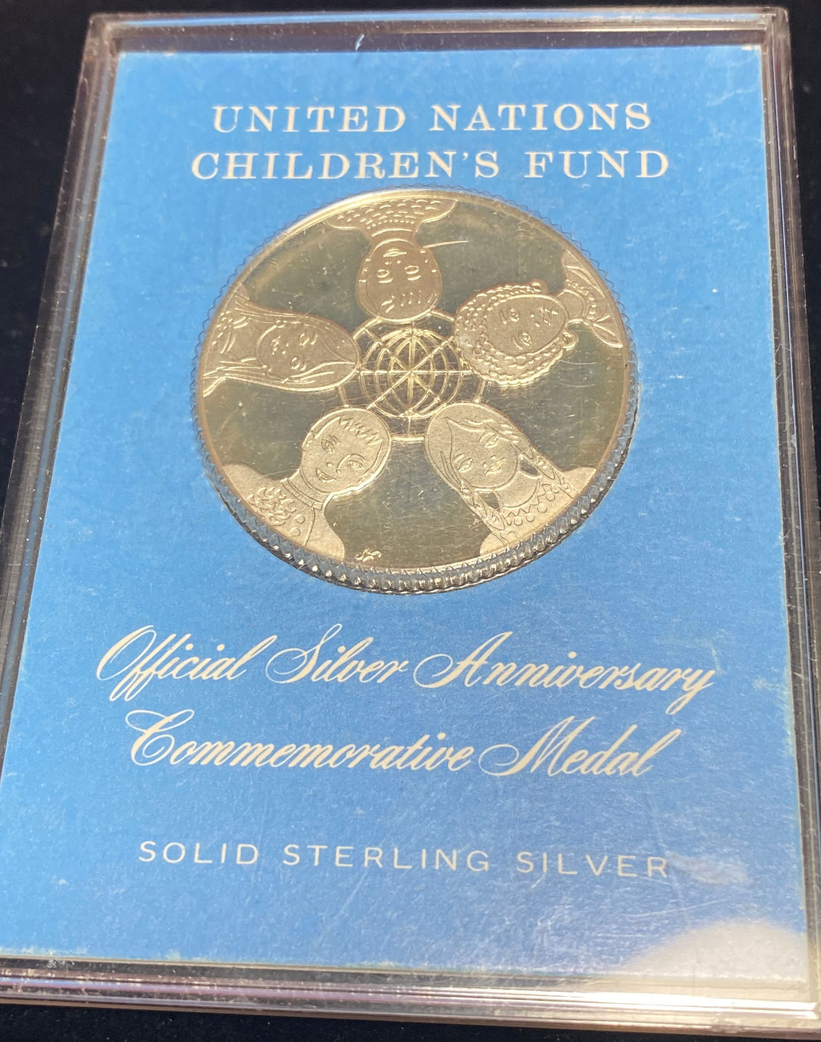 Solid Sterling Silver United Nations Child's Fund Commemorative Medal: Solid Sterling Silver United Nations Child's Fund Commemorative Medal