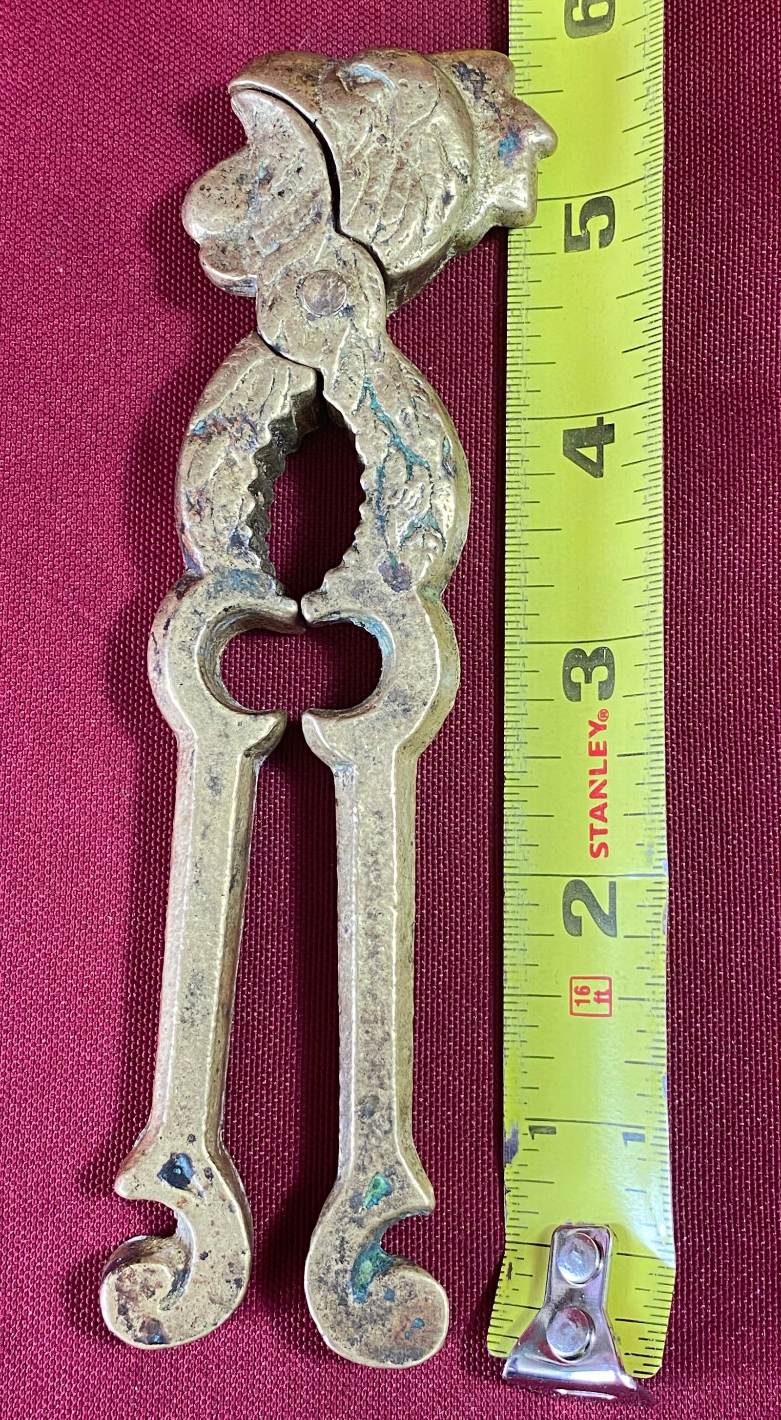 Older Brass Rooster Shaped Nutcracker - 5