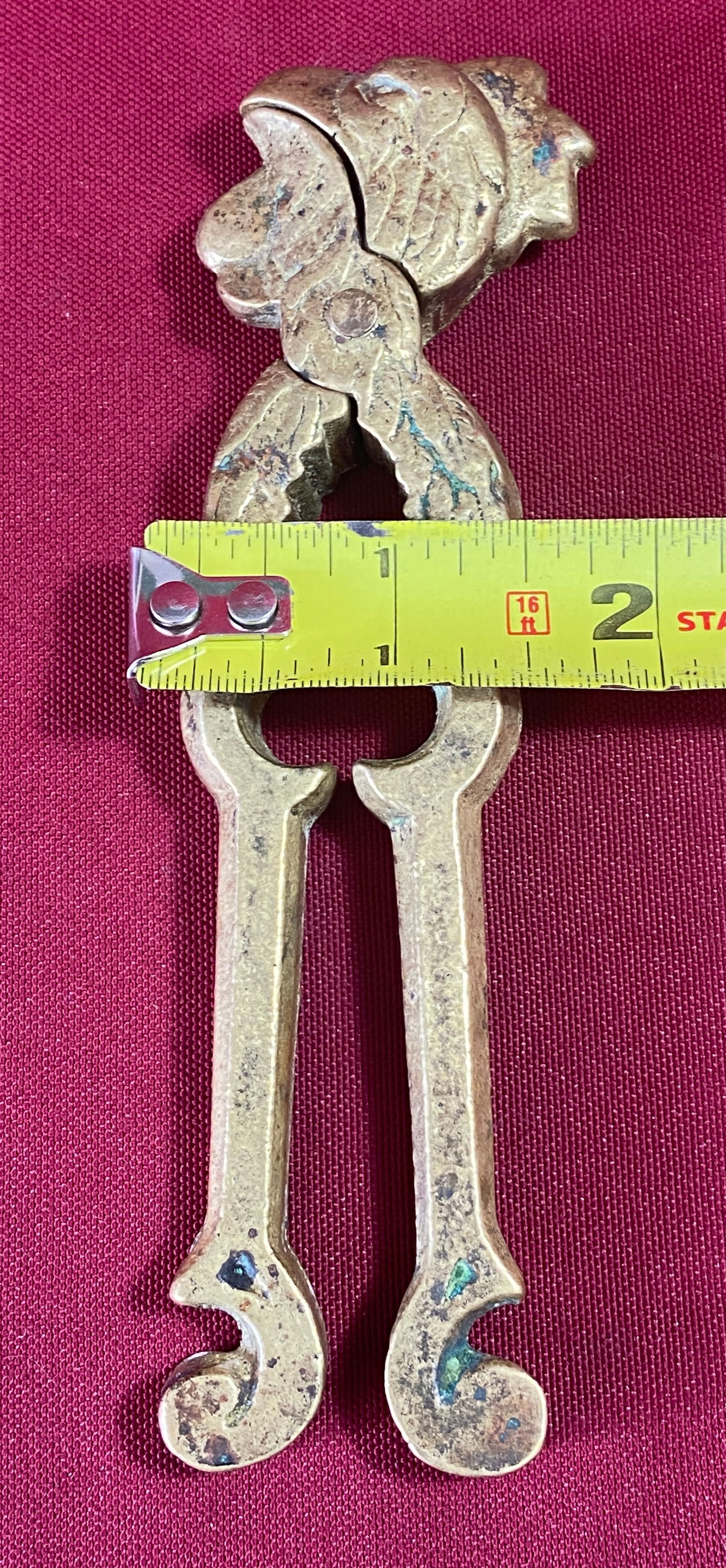 Older Brass Rooster Shaped Nutcracker - 6