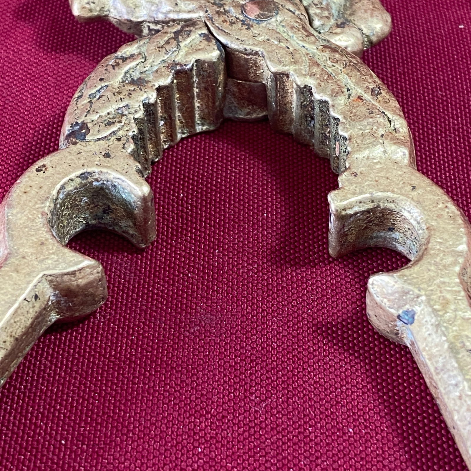 Older Brass Rooster Shaped Nutcracker - 7