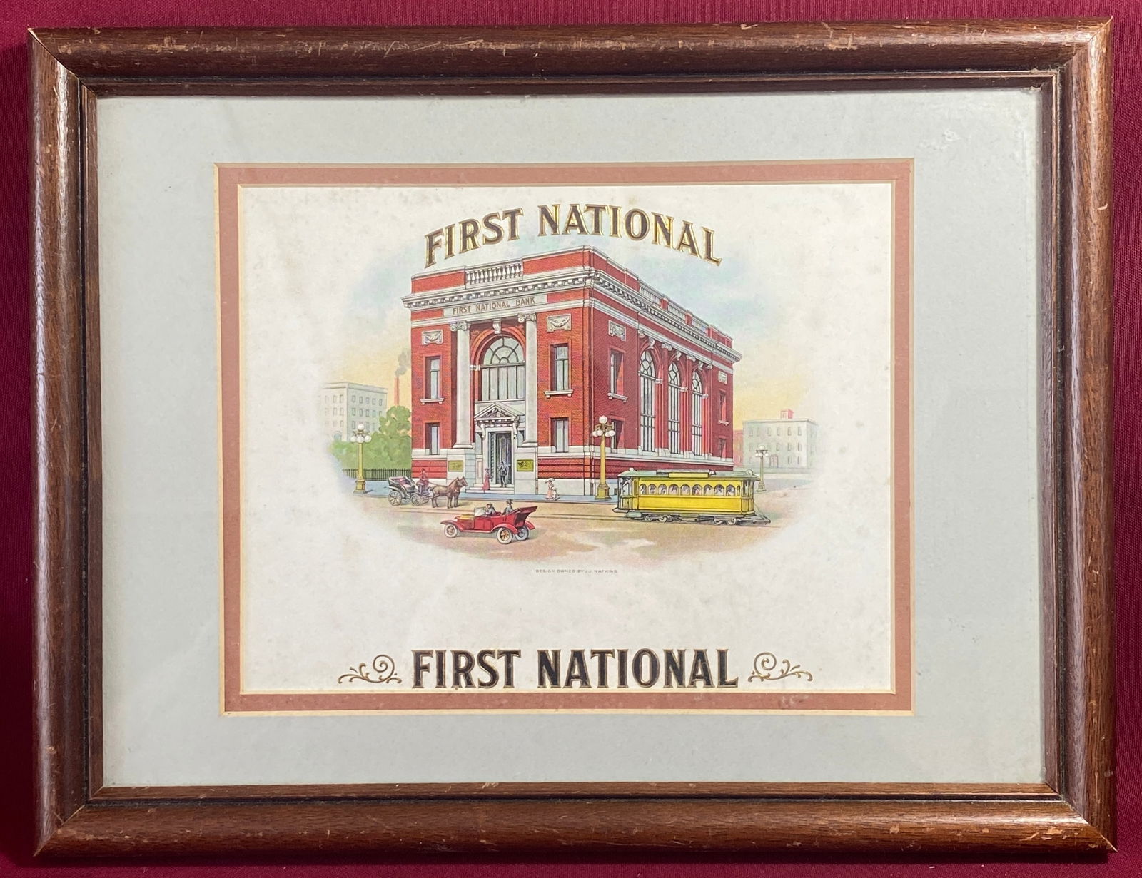 First National Bank Advertisment in Frame - J.J. Watkins Design: First National Bank Advertisement in Frame - J.J. Watkins Design