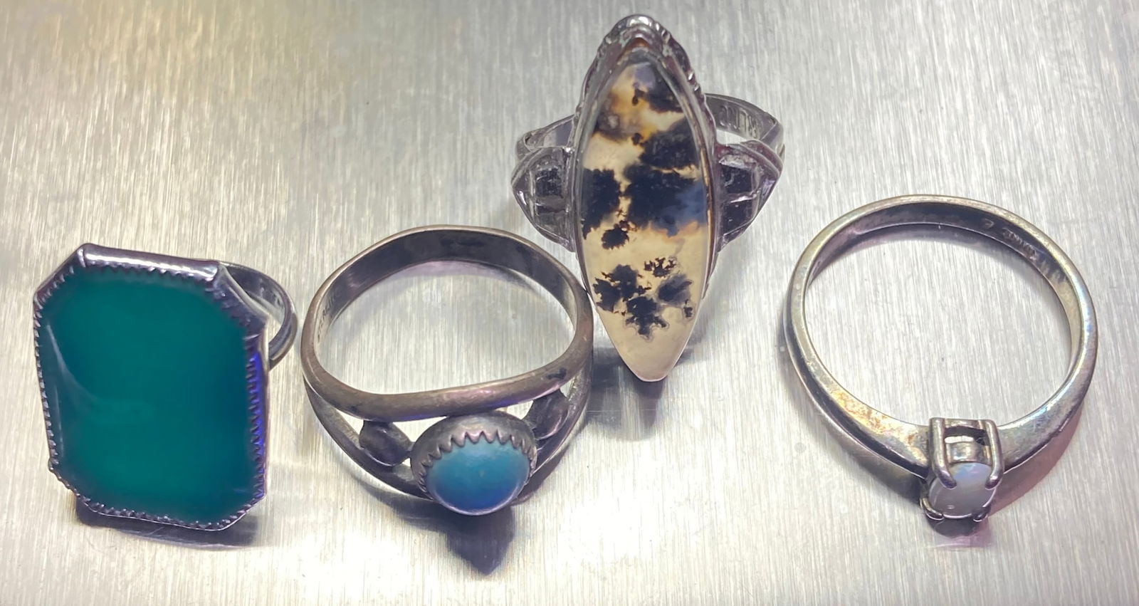 Four Sterling Silver Rings with Assorted Stones - Various Sizes - 12.2 Grams (1 of 7)