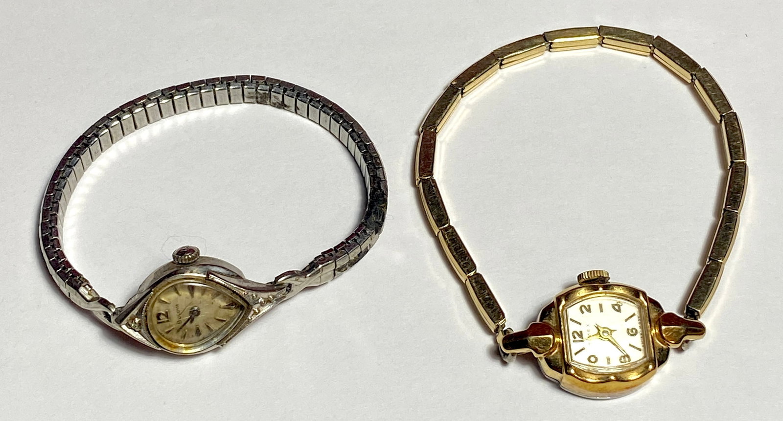 Two Women's Watches - Bulova 10K RGP Bezel N14982 Stainless Steel Back - Timex Gold Tone Bezel (1 of 11)