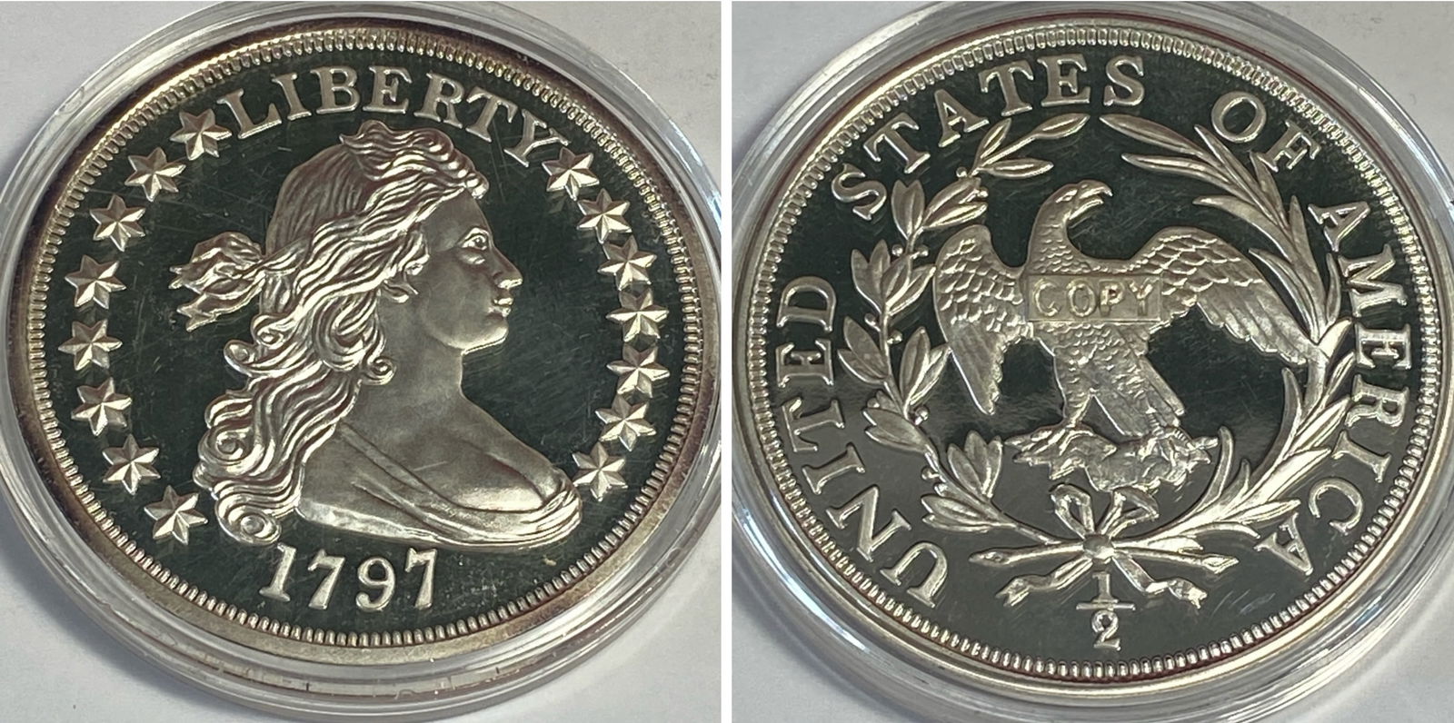 1797 Draped Bust Half Dollar - Marked '.999 Fine Silver A384': 1797 Draped Bust Half Dollar - Marked '.999 Fine Silver A384'