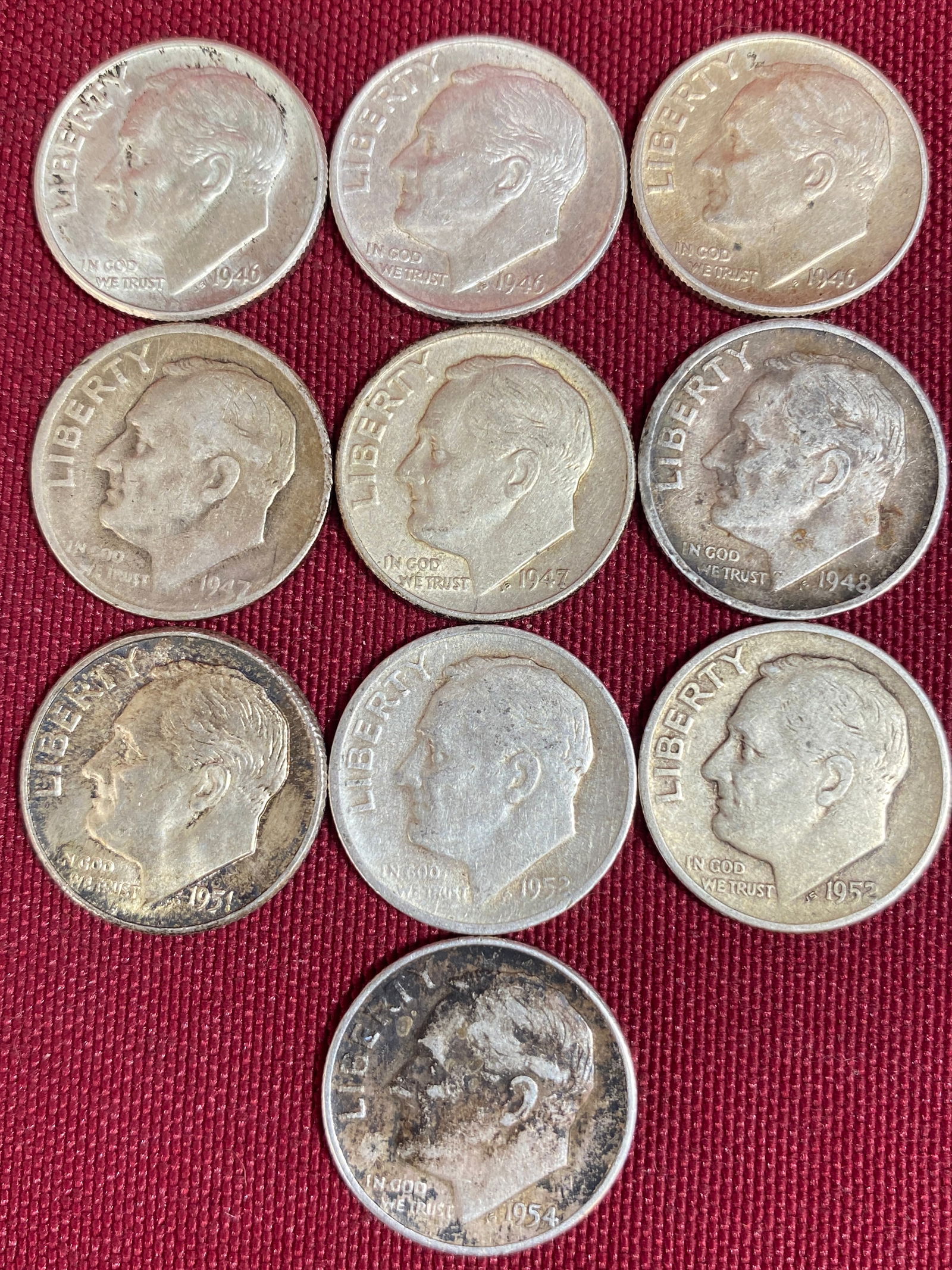 Ten Roosevelt Silver Dimes (1 of 5)