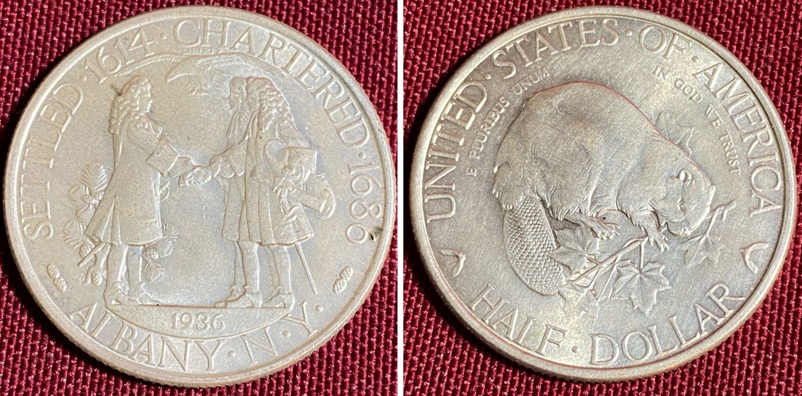 1936 U.S. Mint Albany NY Charter Commemorative Silver Half Dollar: 1936 U.S. Mint Albany NY Charter Commemorative Silver Half Dollar