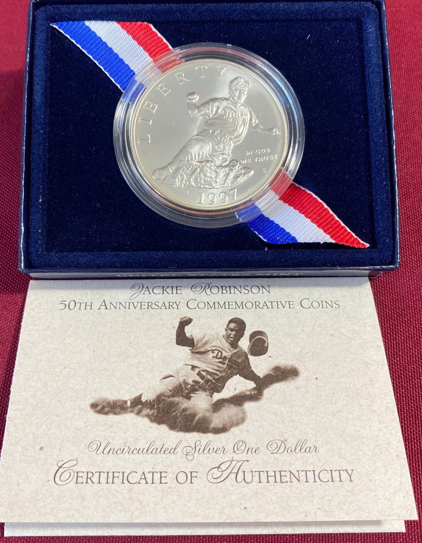1997-S Jackie Robinson Commemorative Uncirculated Silver Dollar (1 of 4)