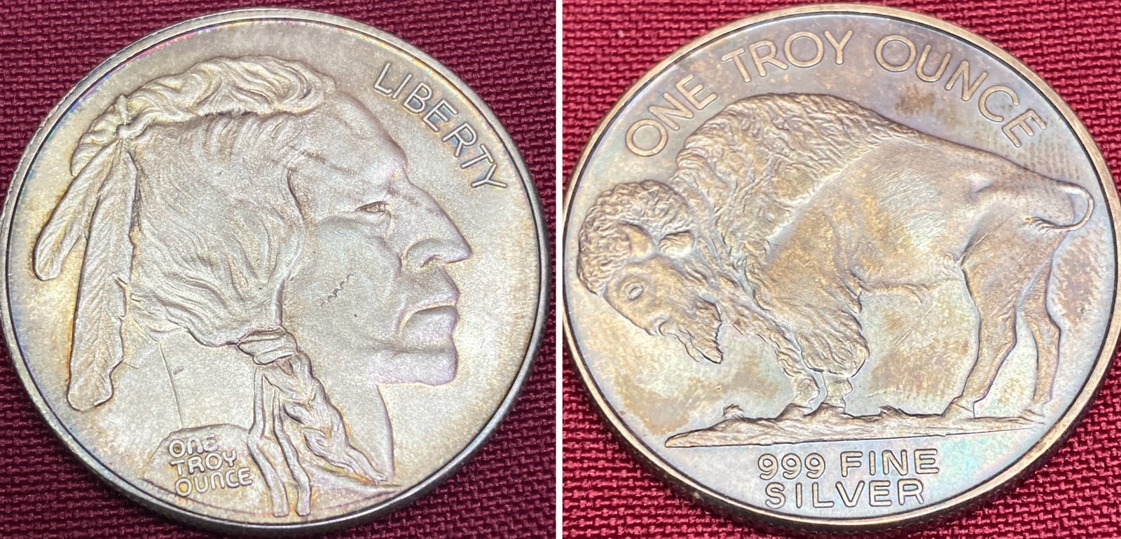 One Ounce .999 Fine Silver Indian Head Buffalo Round (1 of 3)