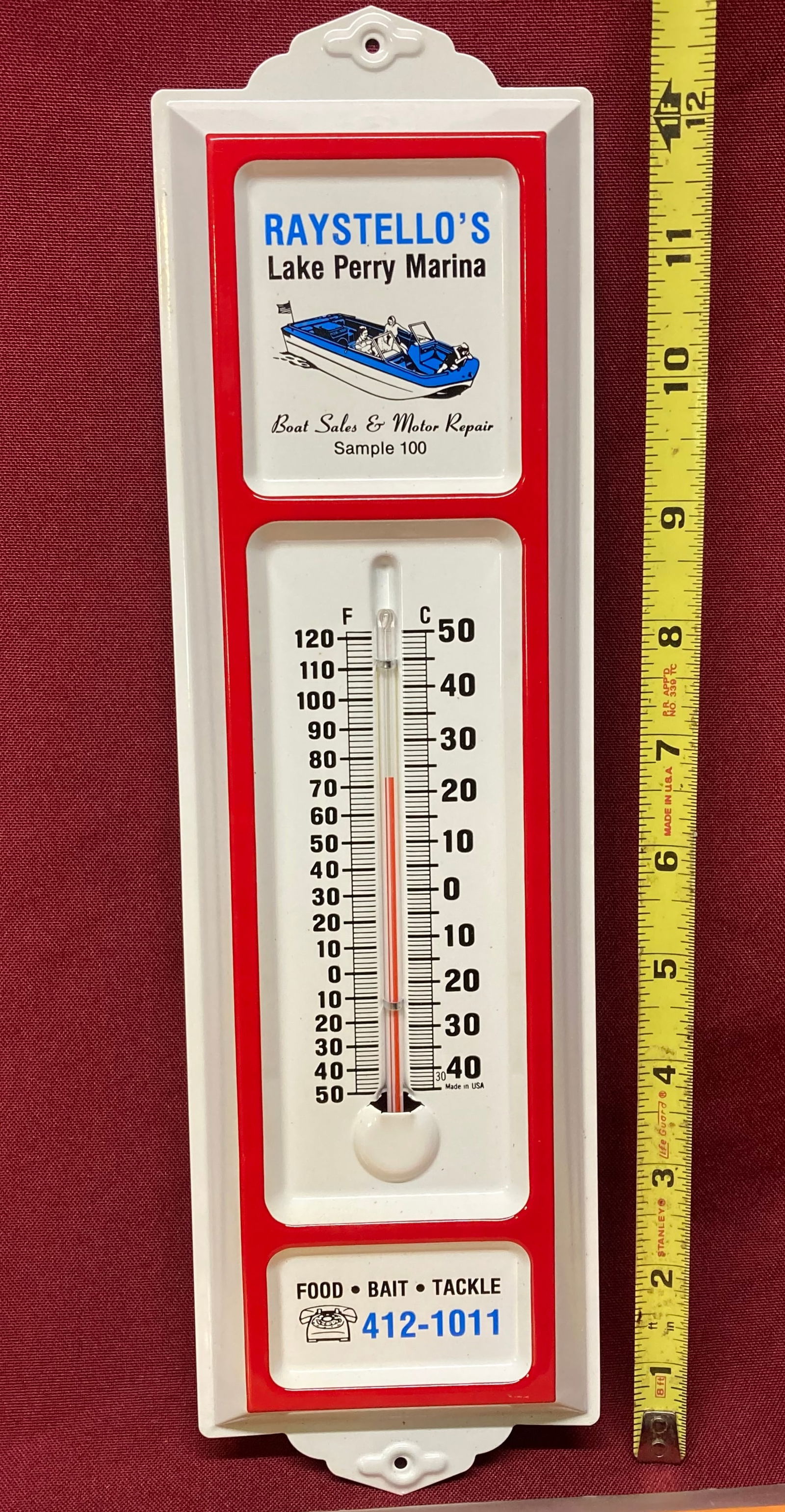 Older Raystello's Lake Perry Marina Advertising Thermometer (1 of 3)