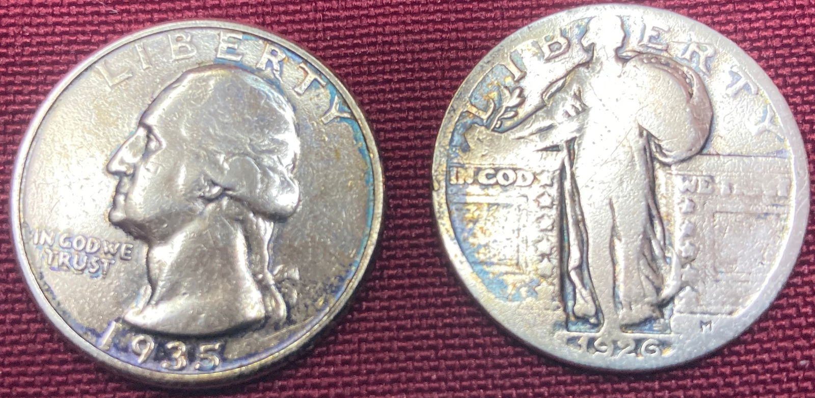 Two Silver Quarters - 1926 Standing Liberty & 1935 Washington (1 of 3)
