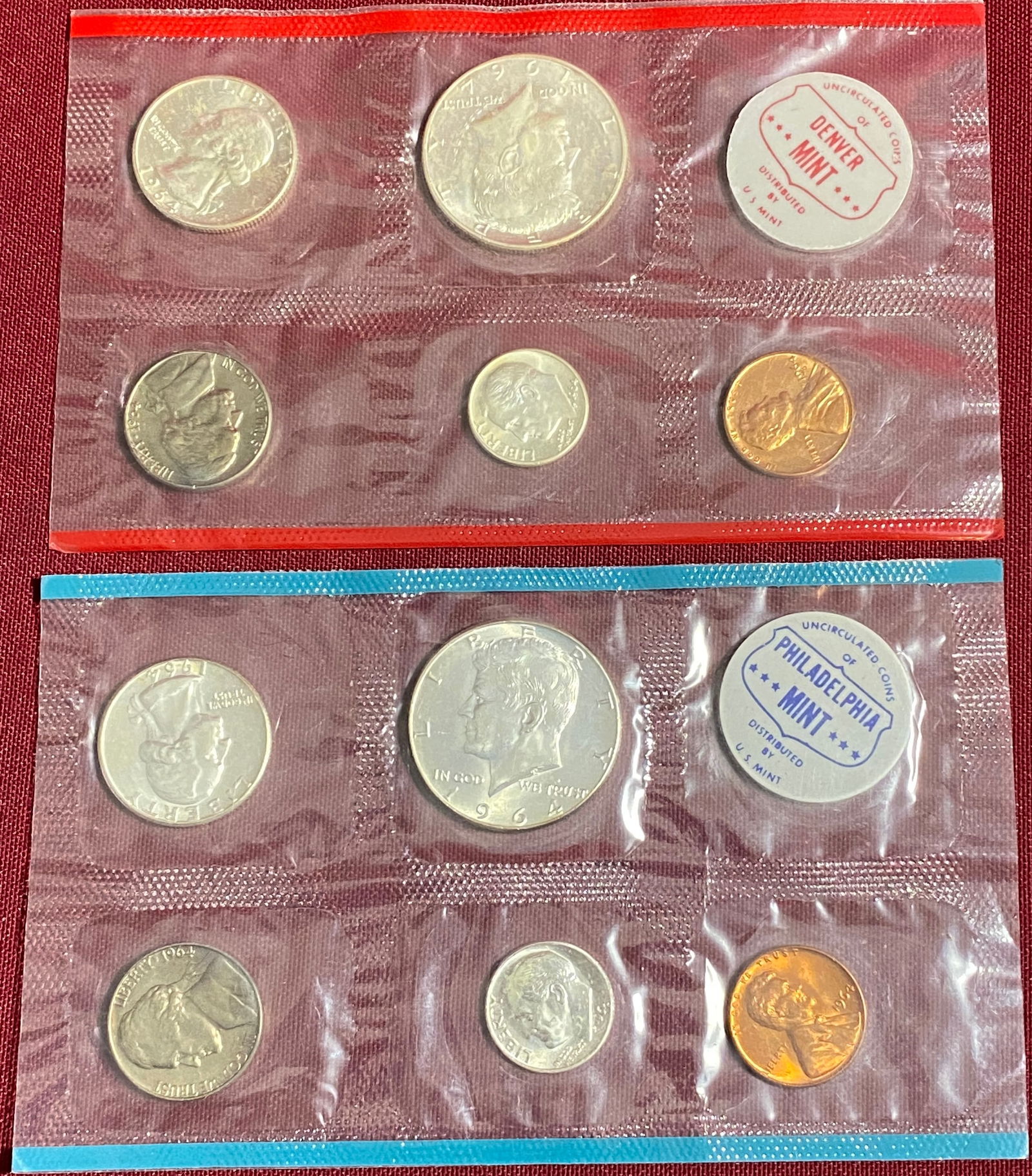 Two U.S. Mint 1964 Uncirculated Sets - Denver & Philadelphia (1 of 5)