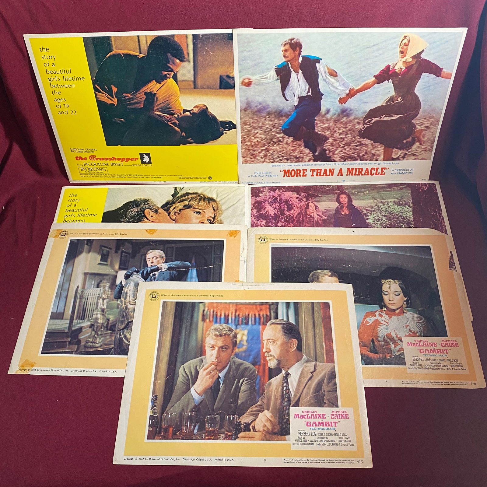 Seven Movie Lobby Cards - (3) 1966 Universal Pictures 'Gambit' (2) 1970 National General Productions (1 of 11)