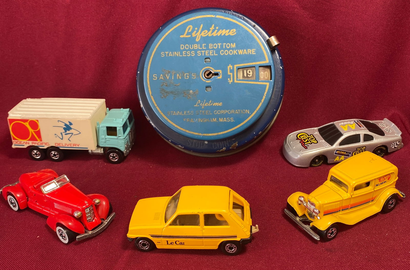 Lifetime Savings Bank (No Key) & Hot Wheels, Matchbox, Etc. Toy Cars (1 of 4)