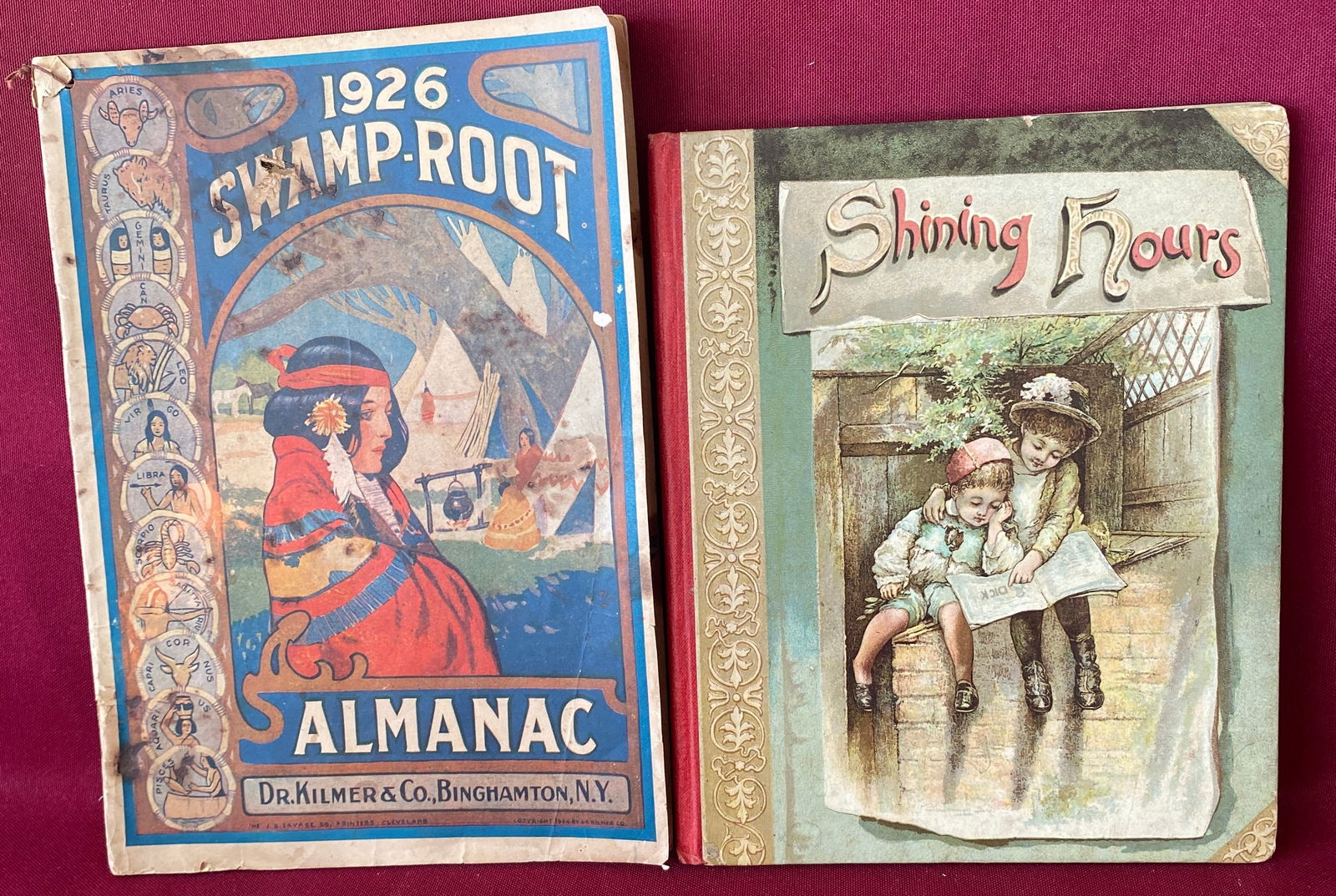 Antique Books - 'Shining Hours' & 'Swamp-Root Almanac' Zodiac Signs and More: Antique Books - 'Shining Hours' & 'Swamp-Root Almanac' Zodiac Signs and More