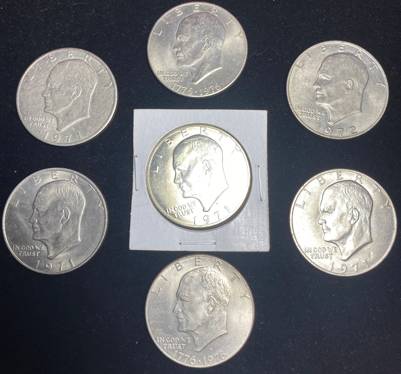 Seven Eisenhower Dollars - Including 40% Silver (1 of 4)