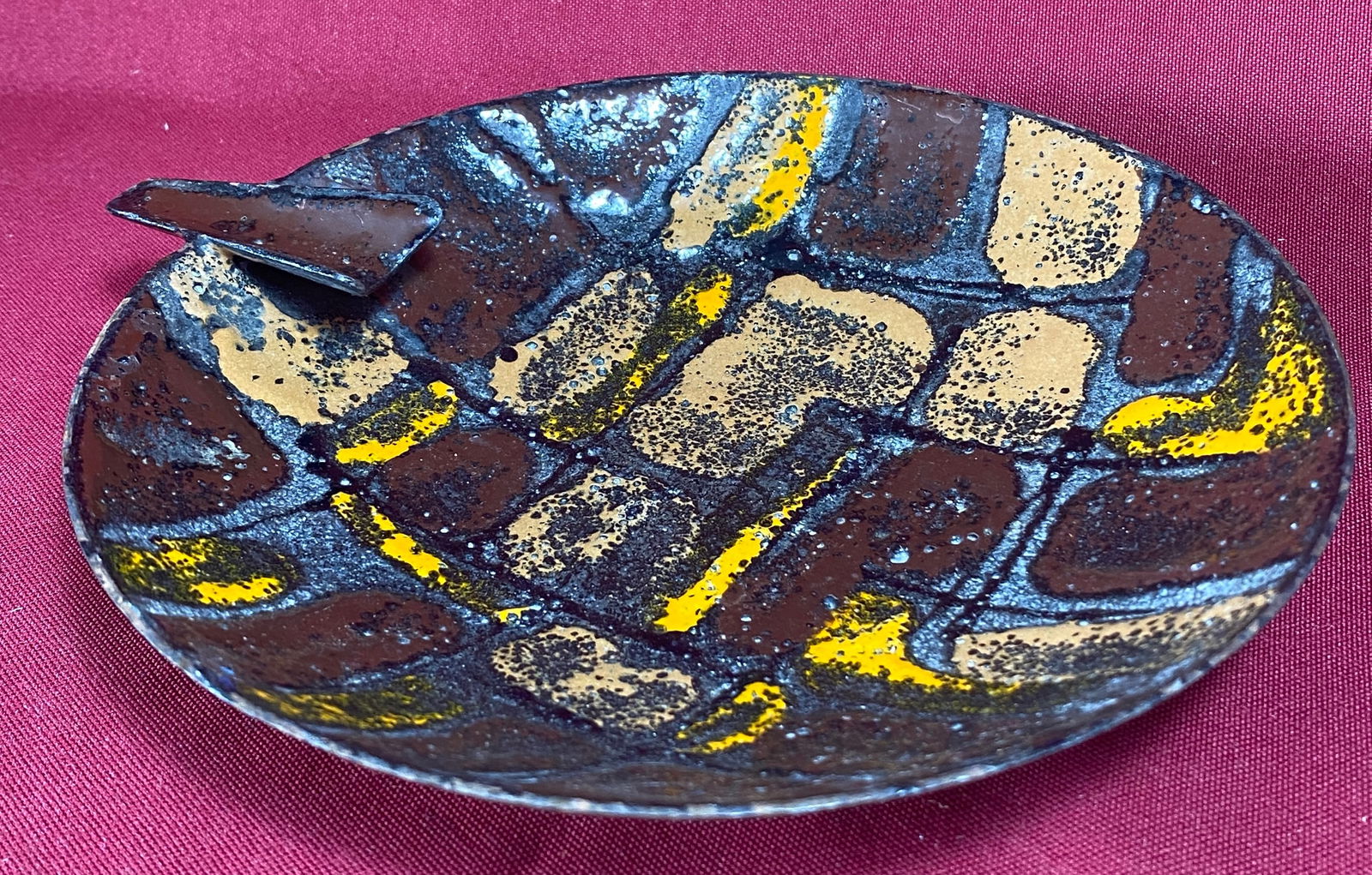 Mid-Century Vallenti Italy Multicolor Enamelware Ashtray: Mid-Century Vallenti Italy Multicolor Enamelware Ashtray