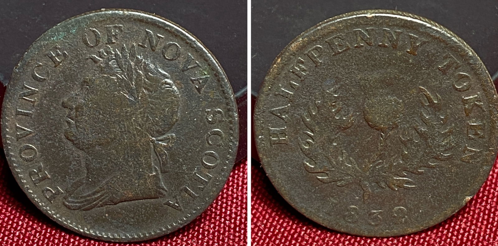 1832 Province of Nova Scotia Half Penny Token: 1832 Province of Nova Scotia Half Penny Token