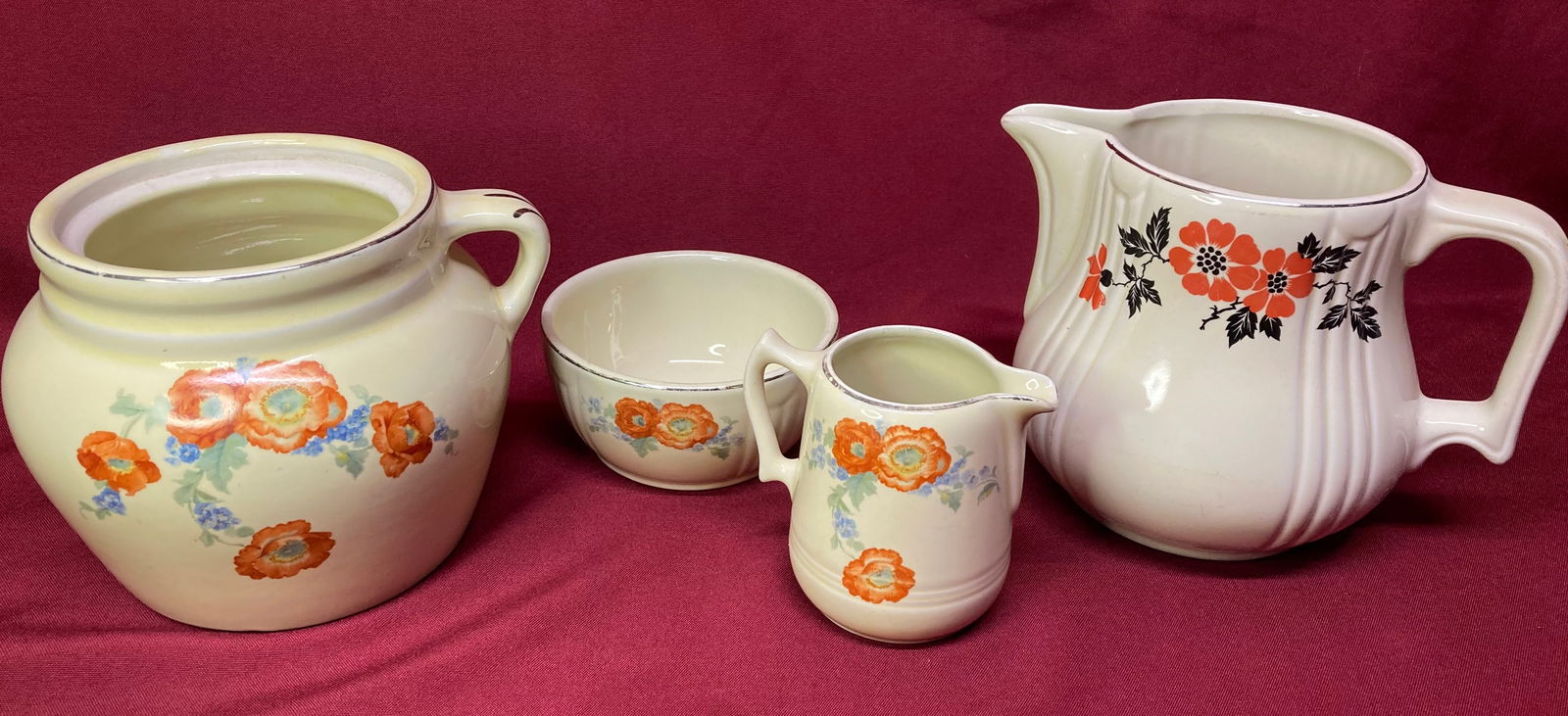 Four Pieces of Halls Superior Melody Orange and Red Poppy Radiance Serveware (1 of 4)