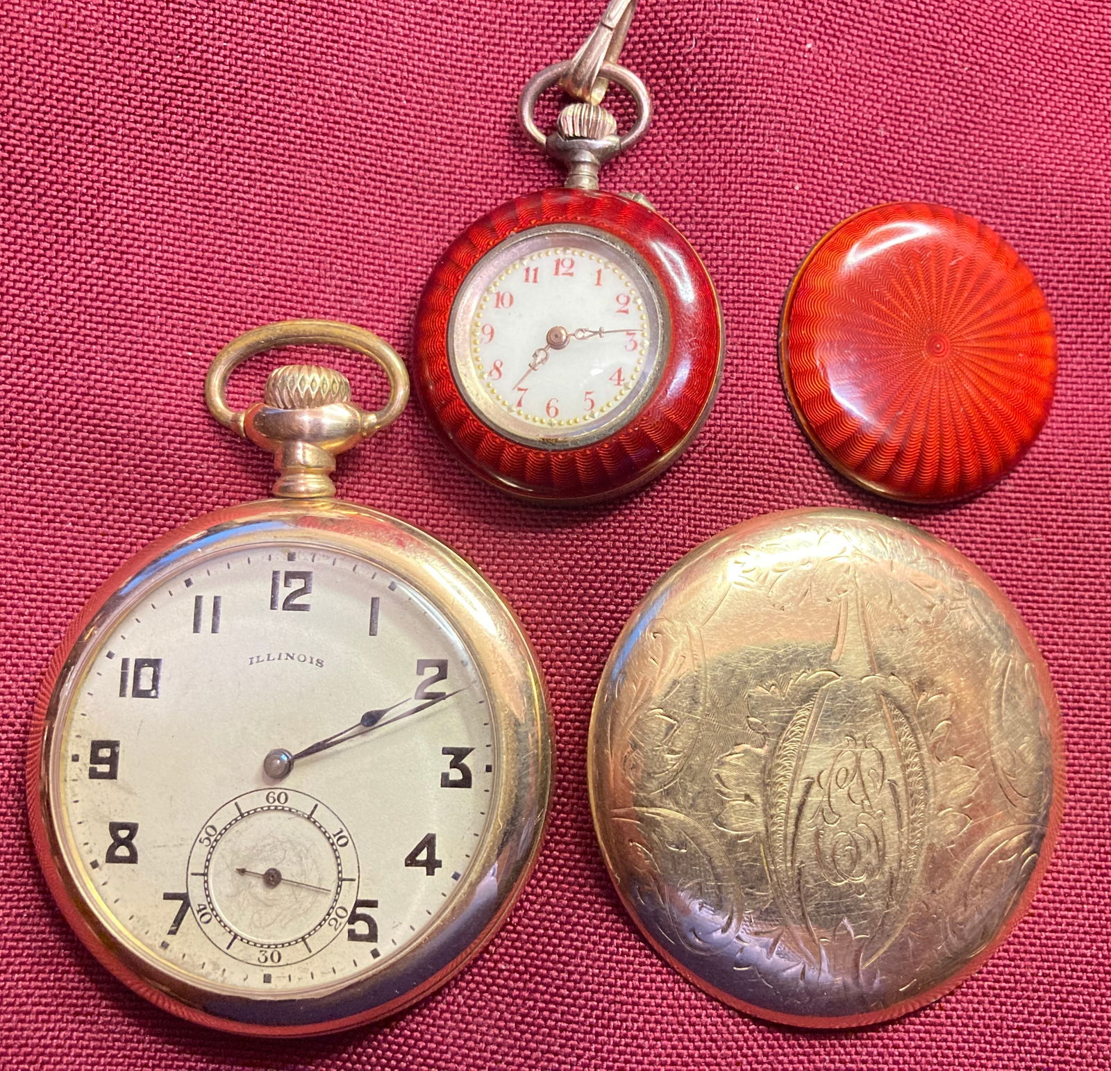 Two Older Pocket Watches - Argent '800 Silver' & Illinois 15 Jewel (1 of 7)