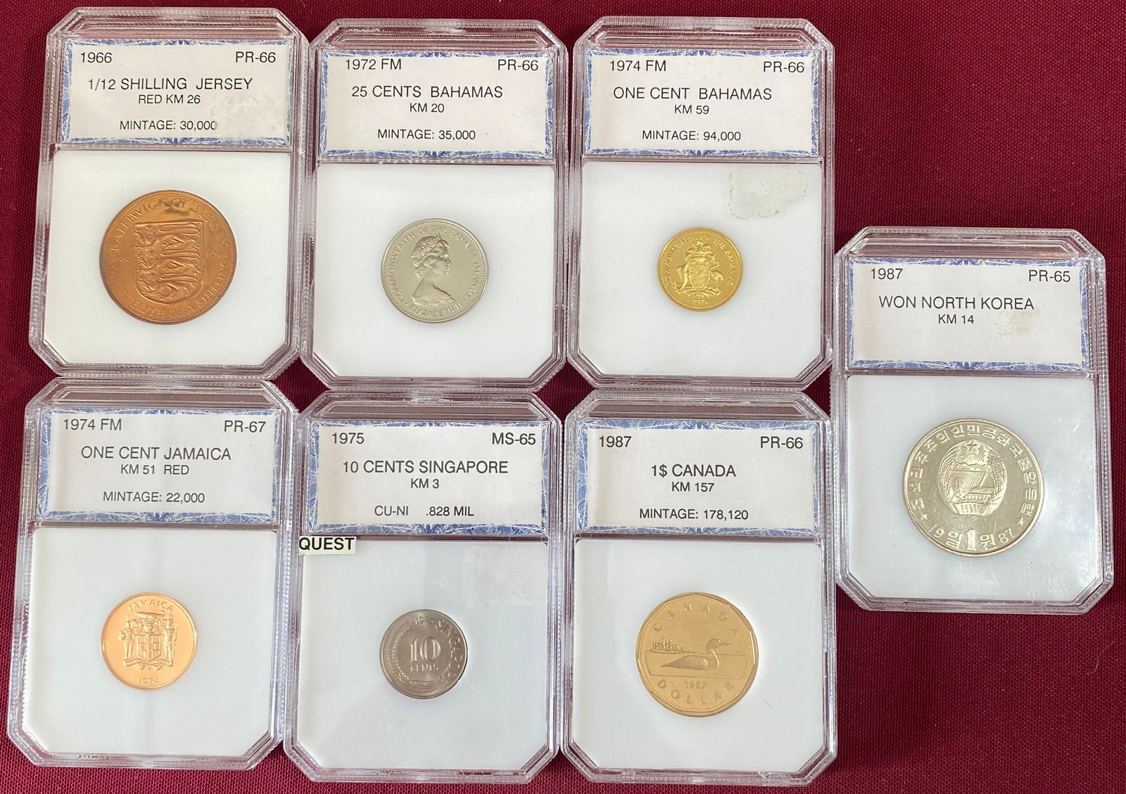 Seven Various Foreign Graded PCI Coins - Years, Etc in Photos (1 of 3)