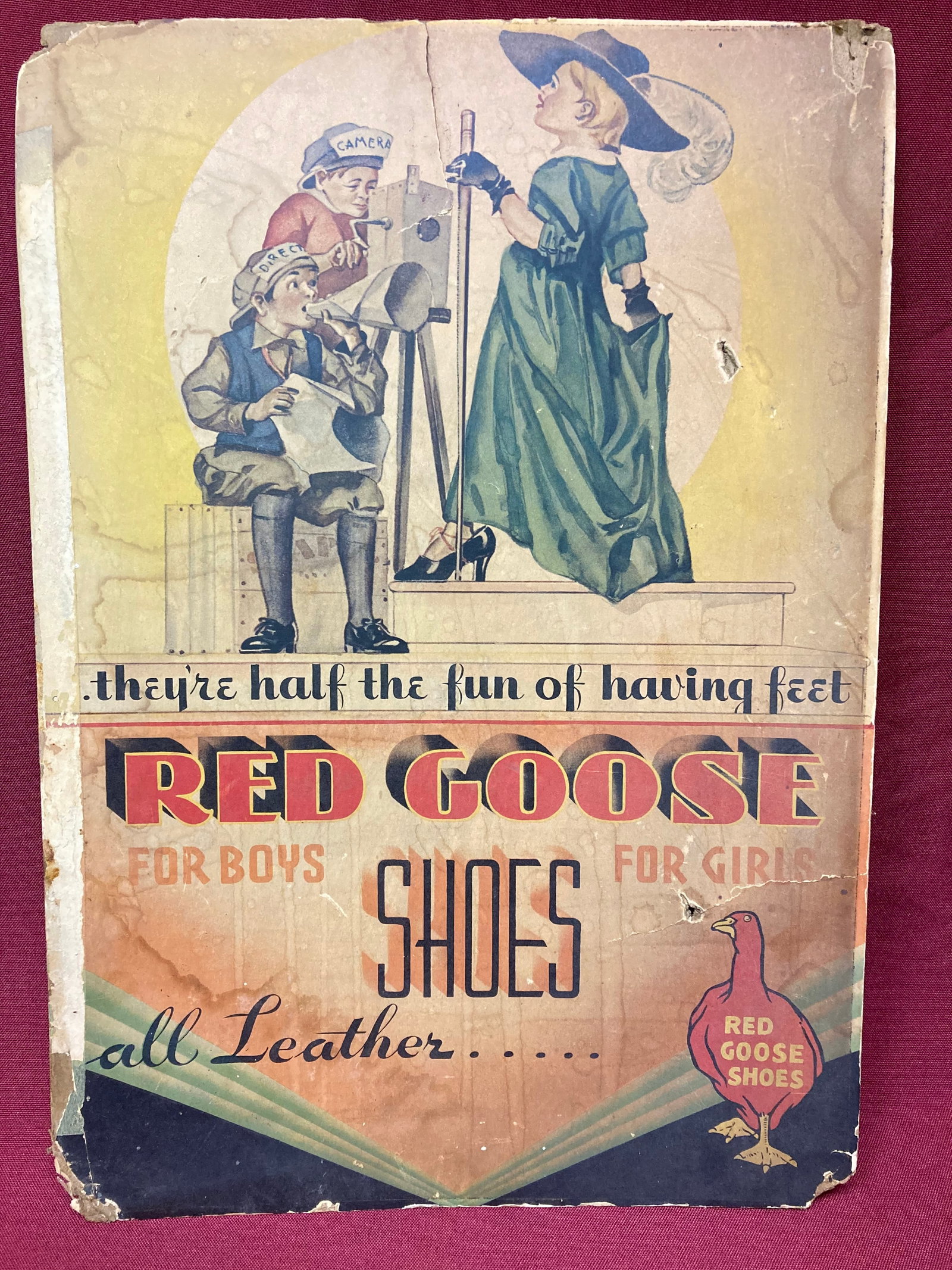 Scarce Older Vintage Red Goose Shoe Advertising Store Display Sign - Poster Damage as Seen in Photos (1 of 7)