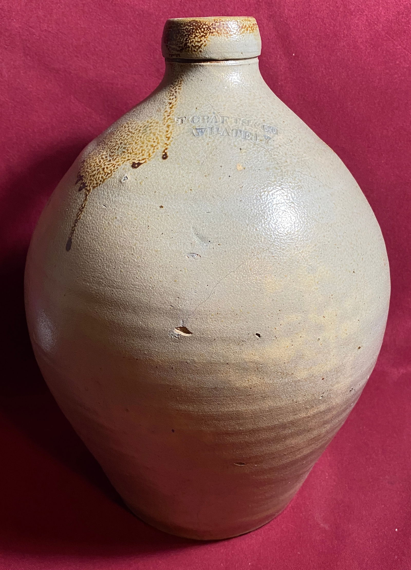 T. Crafts and Co. Whately Stoneware Ovoid Jug - Chips and Hairline Cracks as Seen in Photos (1 of 14)