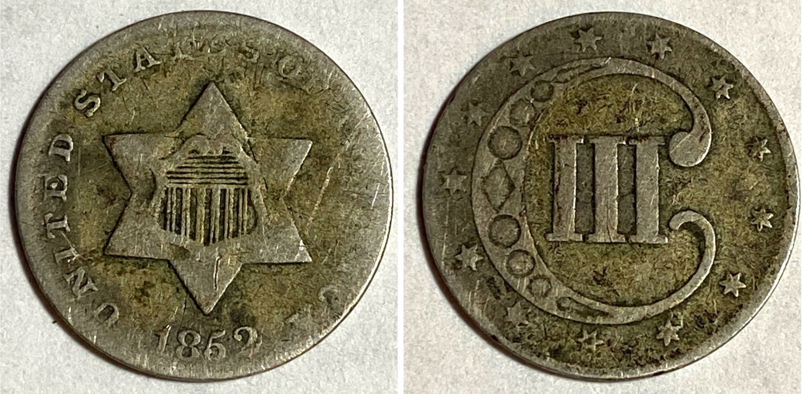 1852 Silver 3 Cent Piece (1 of 3)