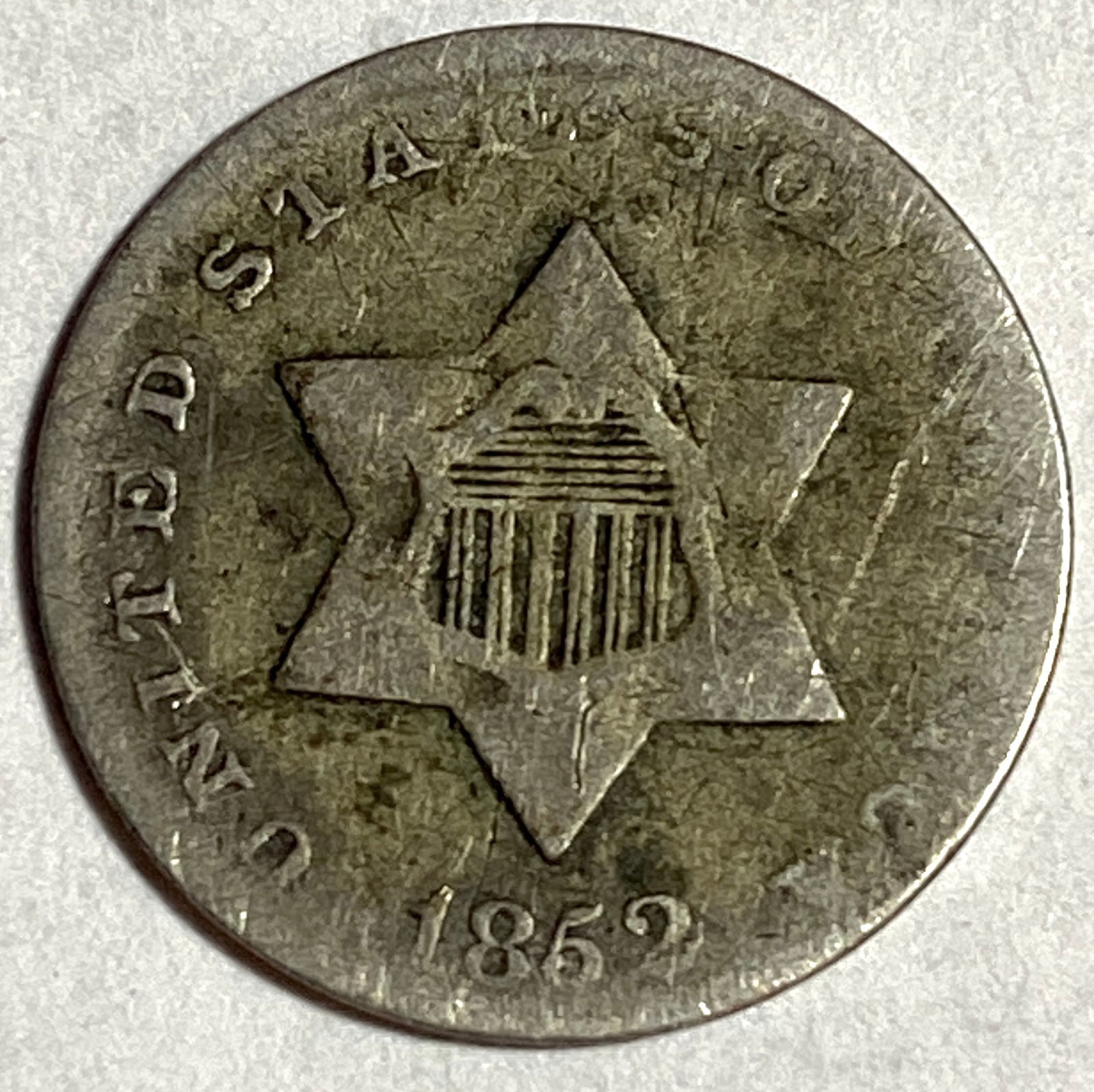 1852 Silver 3 Cent Piece - 2