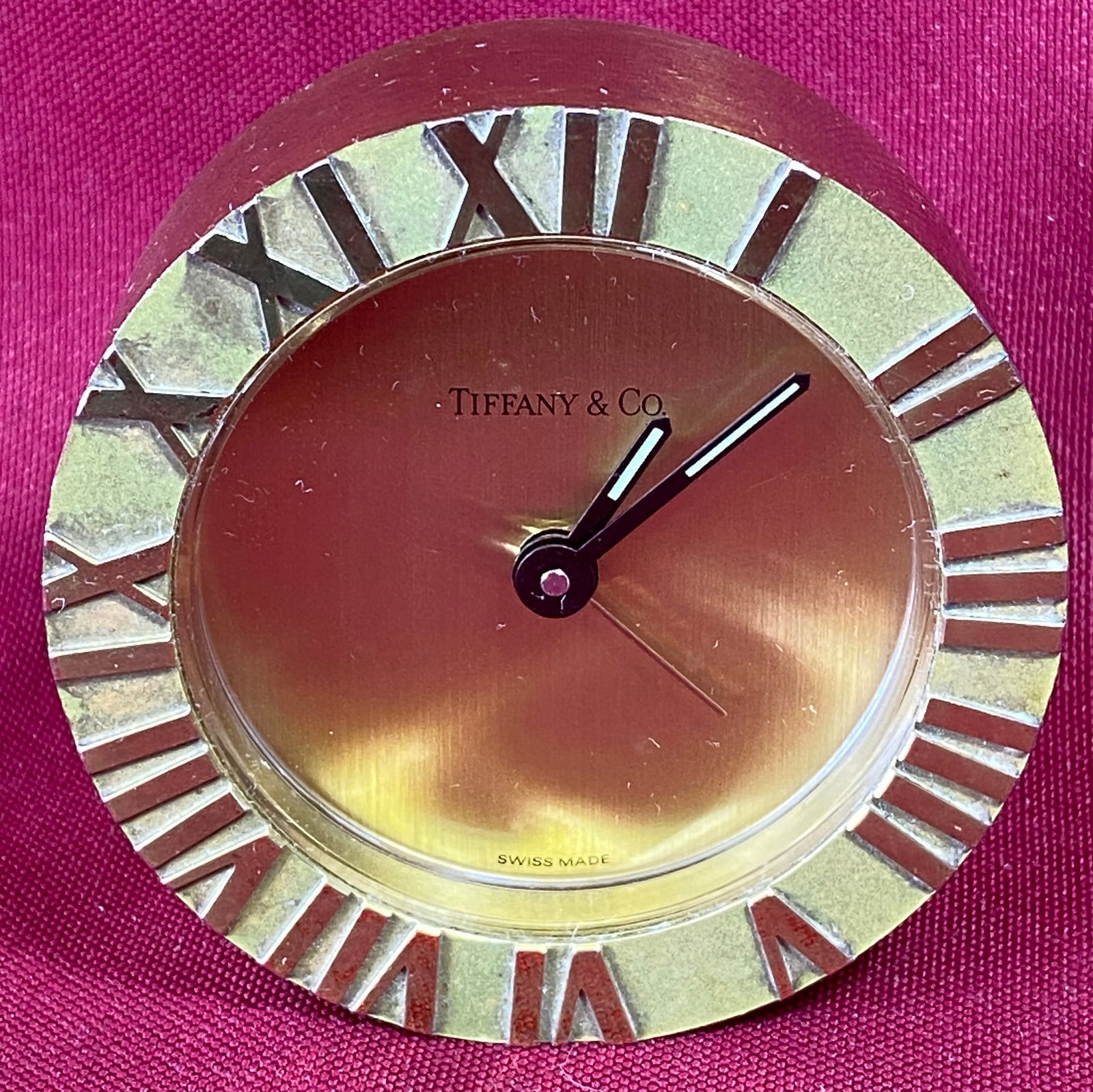 Tiffany & Co. Swiss Quartz Brass Desk Clock #205369: Tiffany & Co. Swiss Quartz Brass Desk Clock #205369