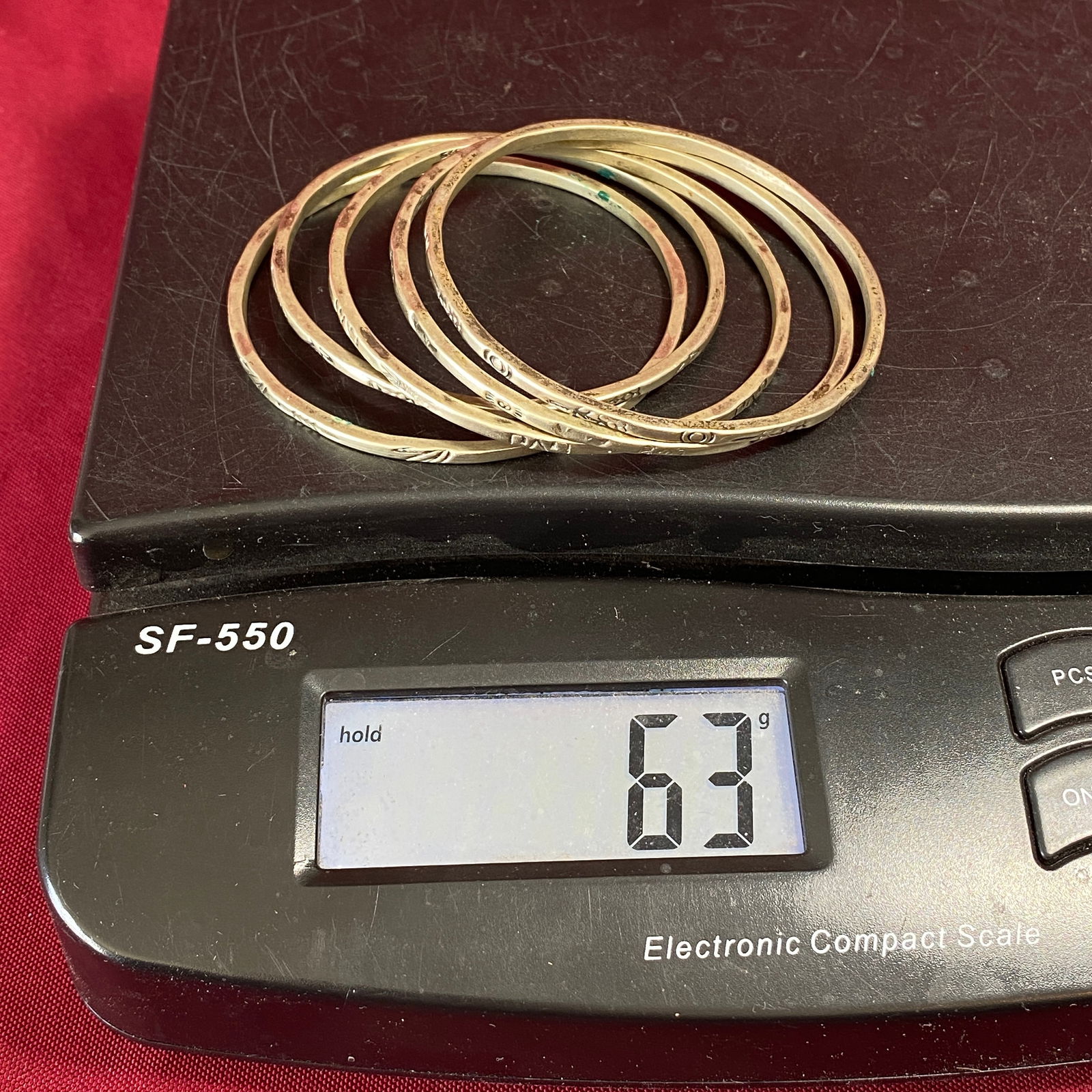 Five Sterling Silver Bracelets - 63 Grams - 5